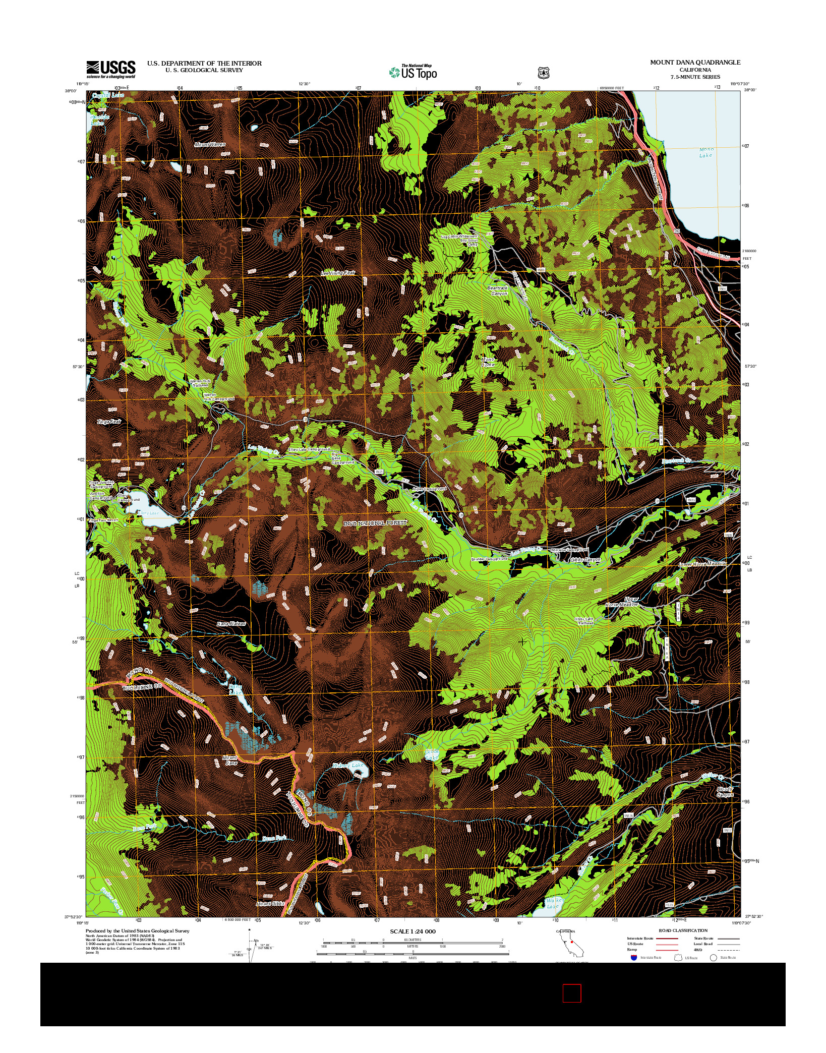 USGS US TOPO 7.5-MINUTE MAP FOR MOUNT DANA, CA 2012