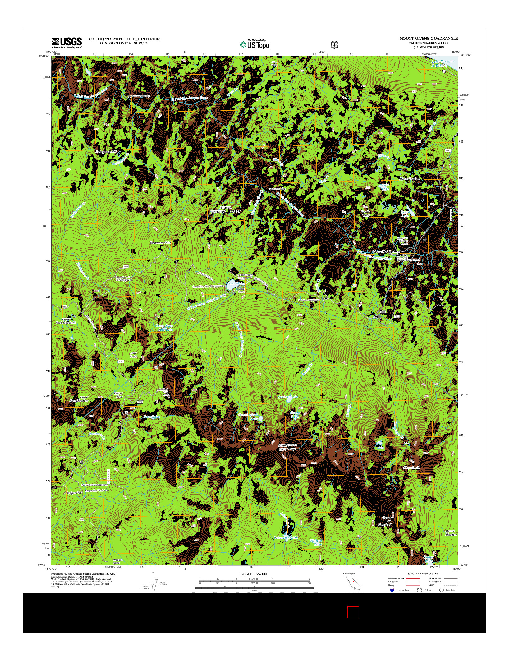 USGS US TOPO 7.5-MINUTE MAP FOR MOUNT GIVENS, CA 2012