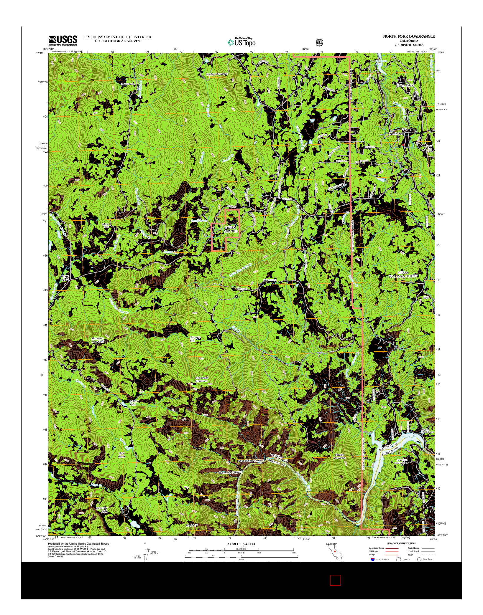 USGS US TOPO 7.5-MINUTE MAP FOR NORTH FORK, CA 2012