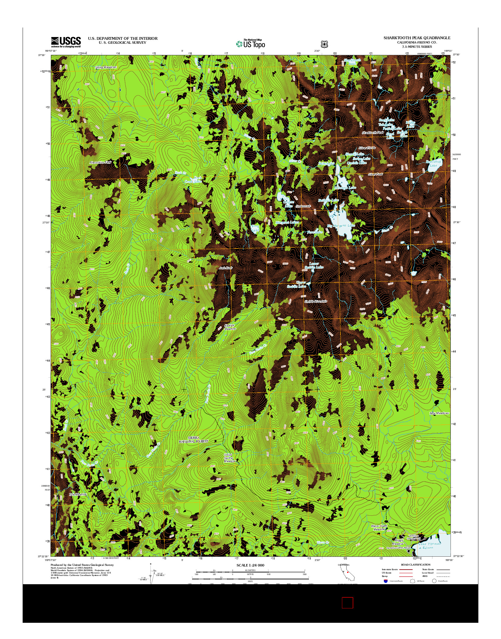 USGS US TOPO 7.5-MINUTE MAP FOR SHARKTOOTH PEAK, CA 2012