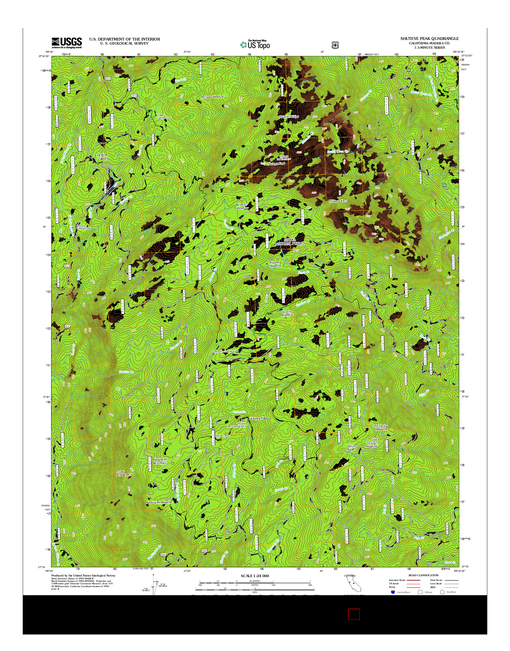 USGS US TOPO 7.5-MINUTE MAP FOR SHUTEYE PEAK, CA 2012