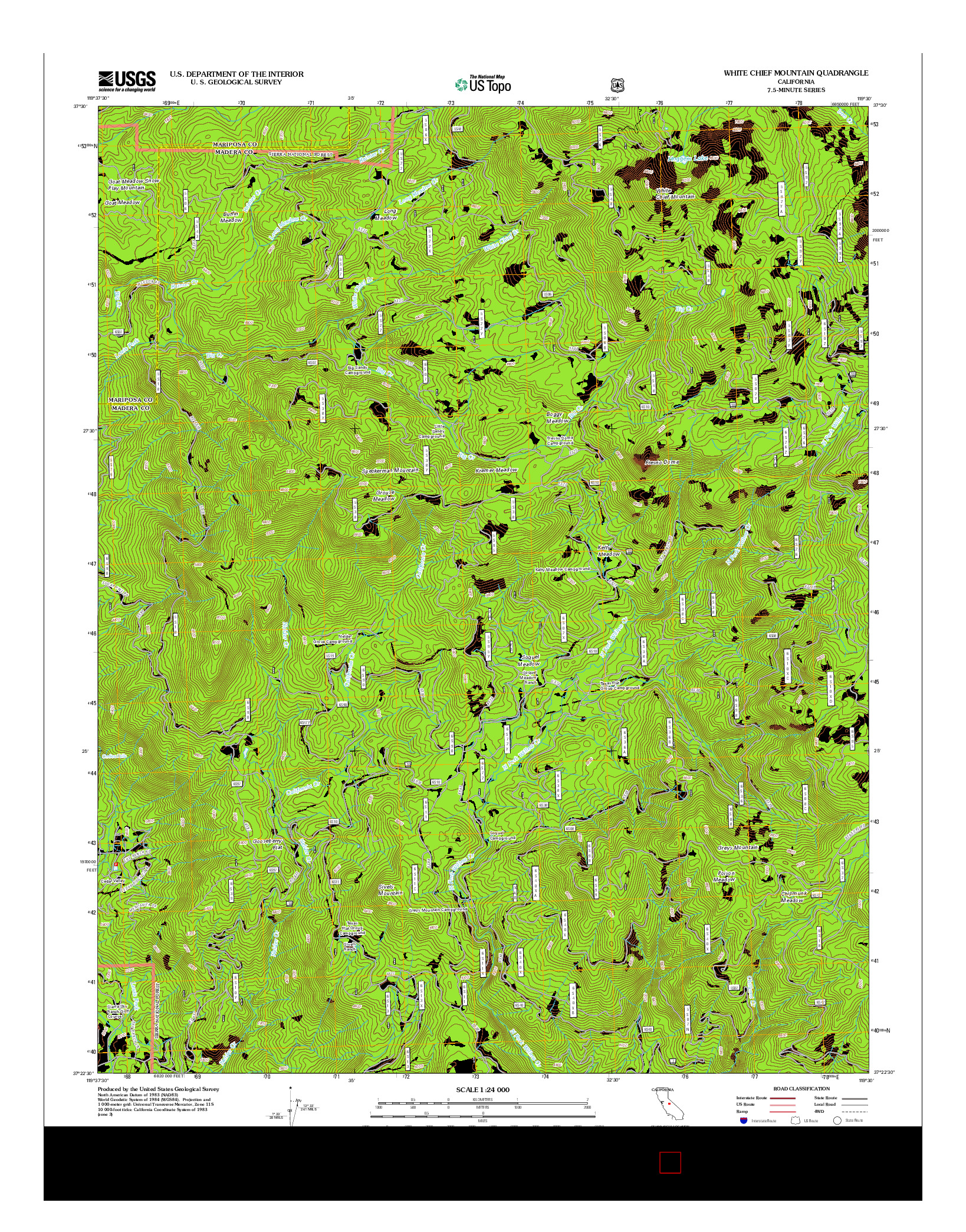 USGS US TOPO 7.5-MINUTE MAP FOR WHITE CHIEF MOUNTAIN, CA 2012