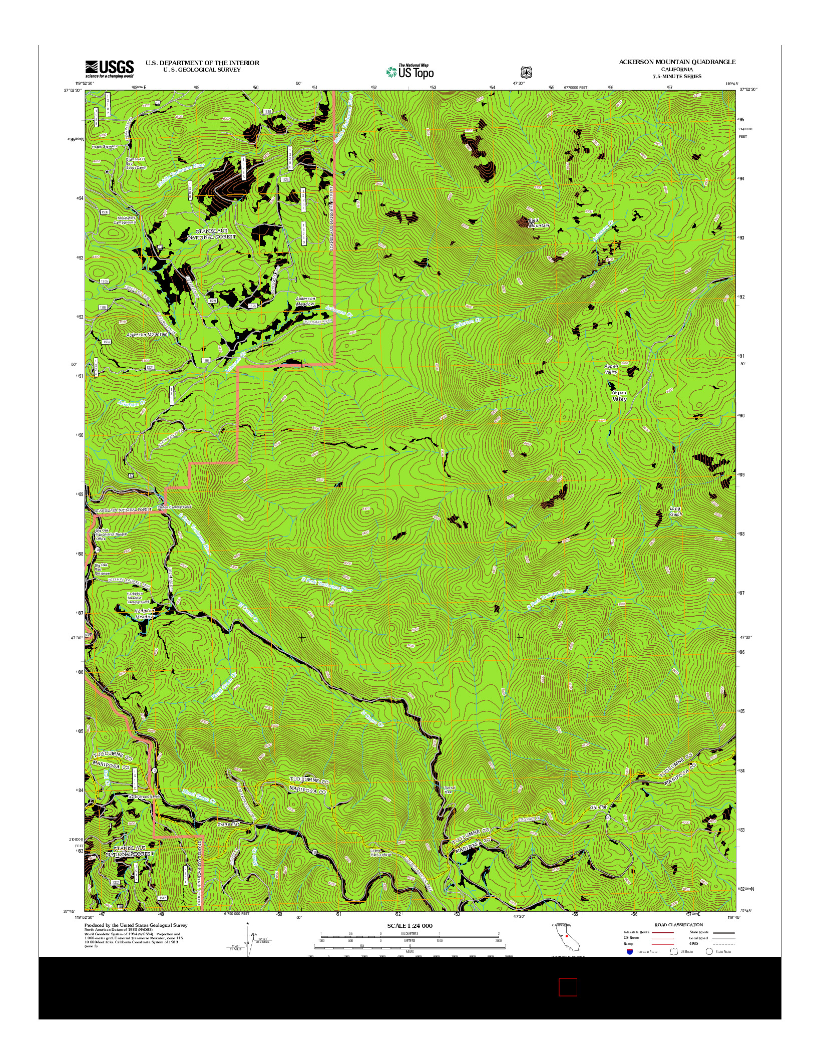USGS US TOPO 7.5-MINUTE MAP FOR ACKERSON MOUNTAIN, CA 2012