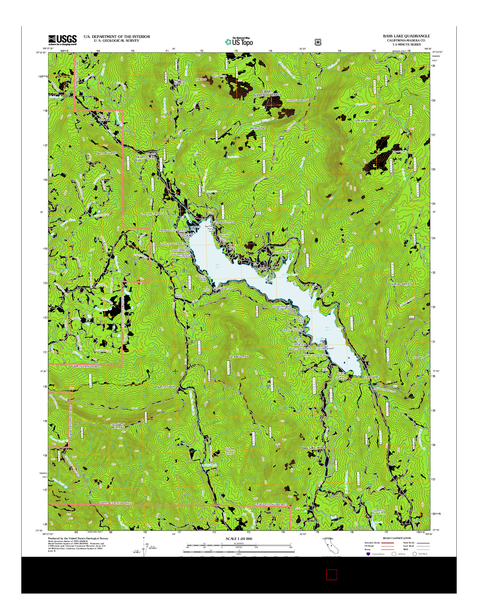 USGS US TOPO 7.5-MINUTE MAP FOR BASS LAKE, CA 2012