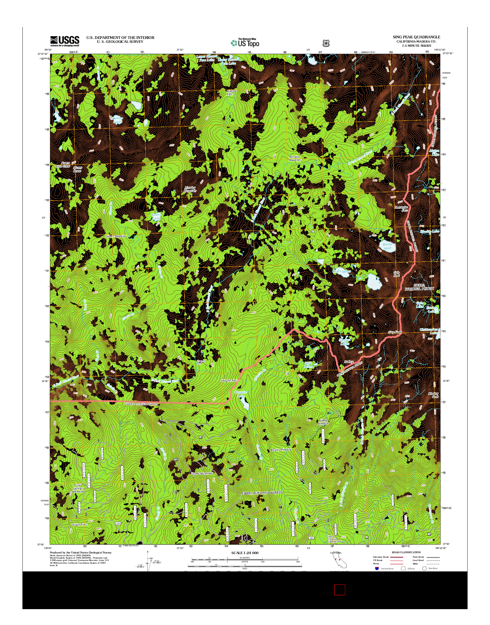 USGS US TOPO 7.5-MINUTE MAP FOR SING PEAK, CA 2012