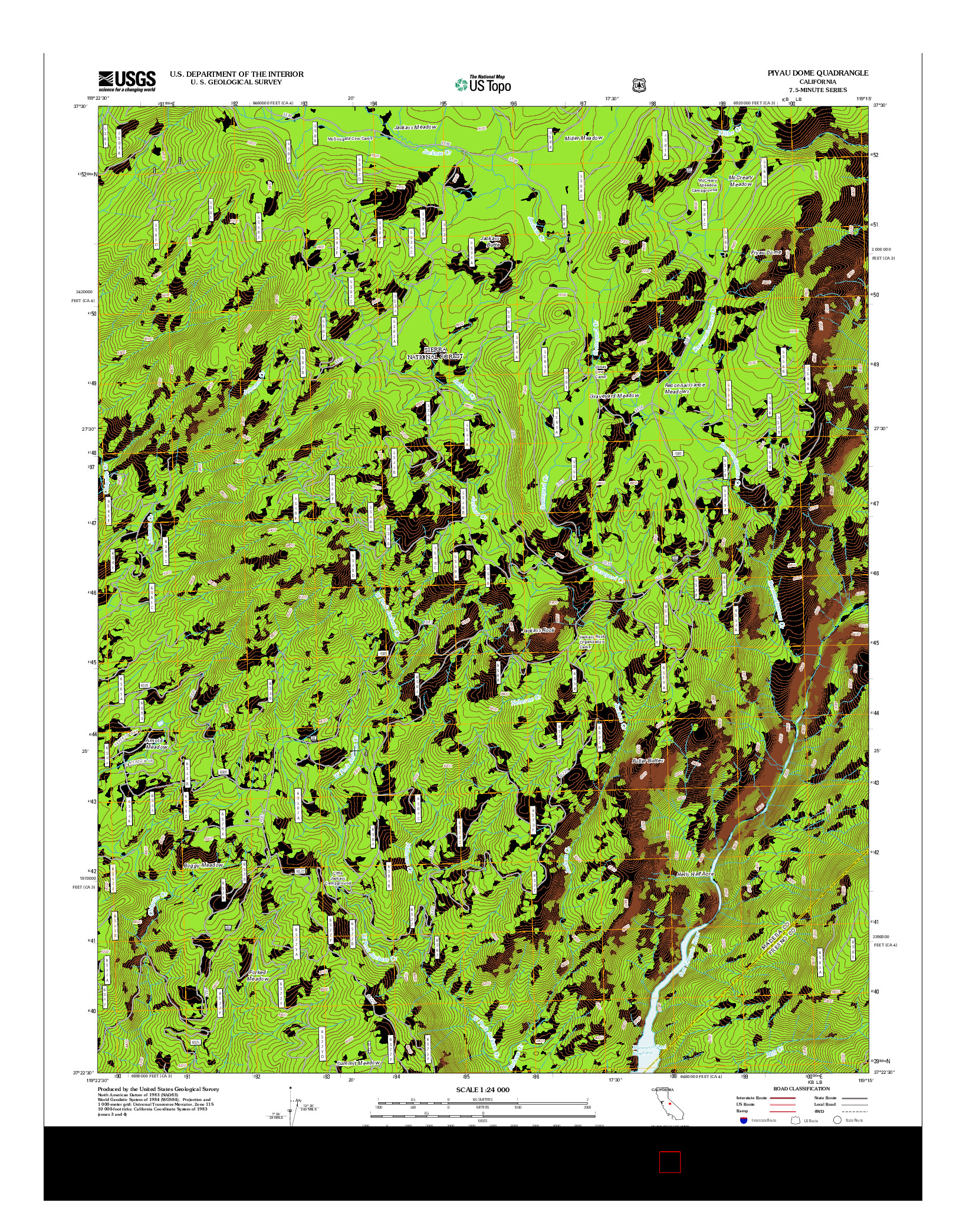 USGS US TOPO 7.5-MINUTE MAP FOR PIYAU DOME, CA 2012