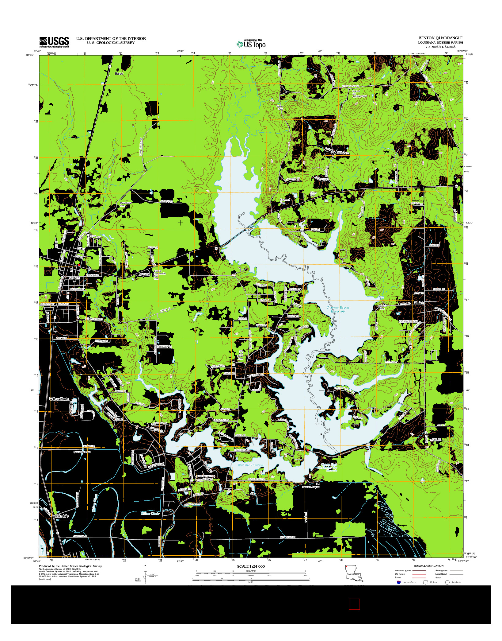 USGS US TOPO 7.5-MINUTE MAP FOR BENTON, LA 2012
