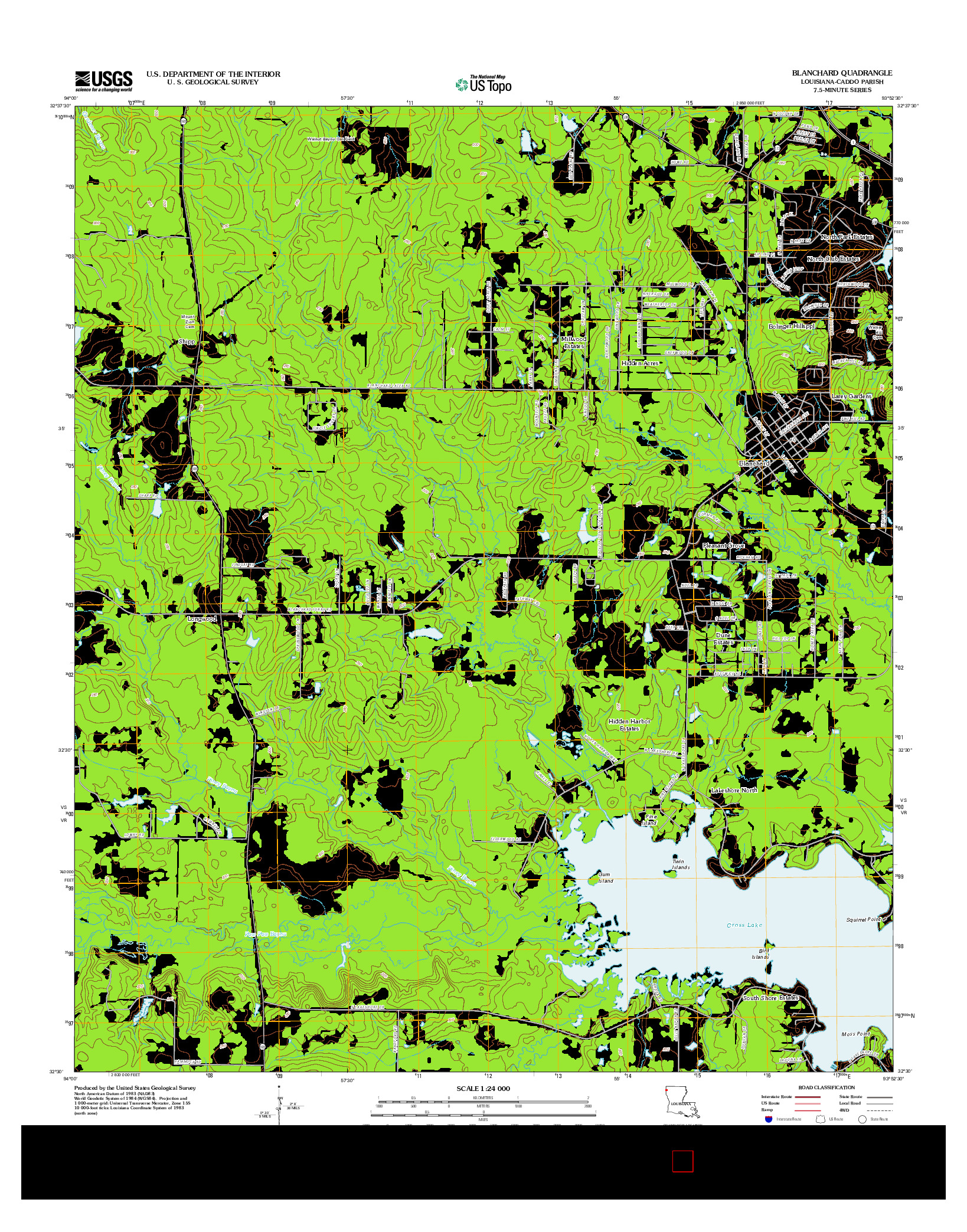 USGS US TOPO 7.5-MINUTE MAP FOR BLANCHARD, LA 2012