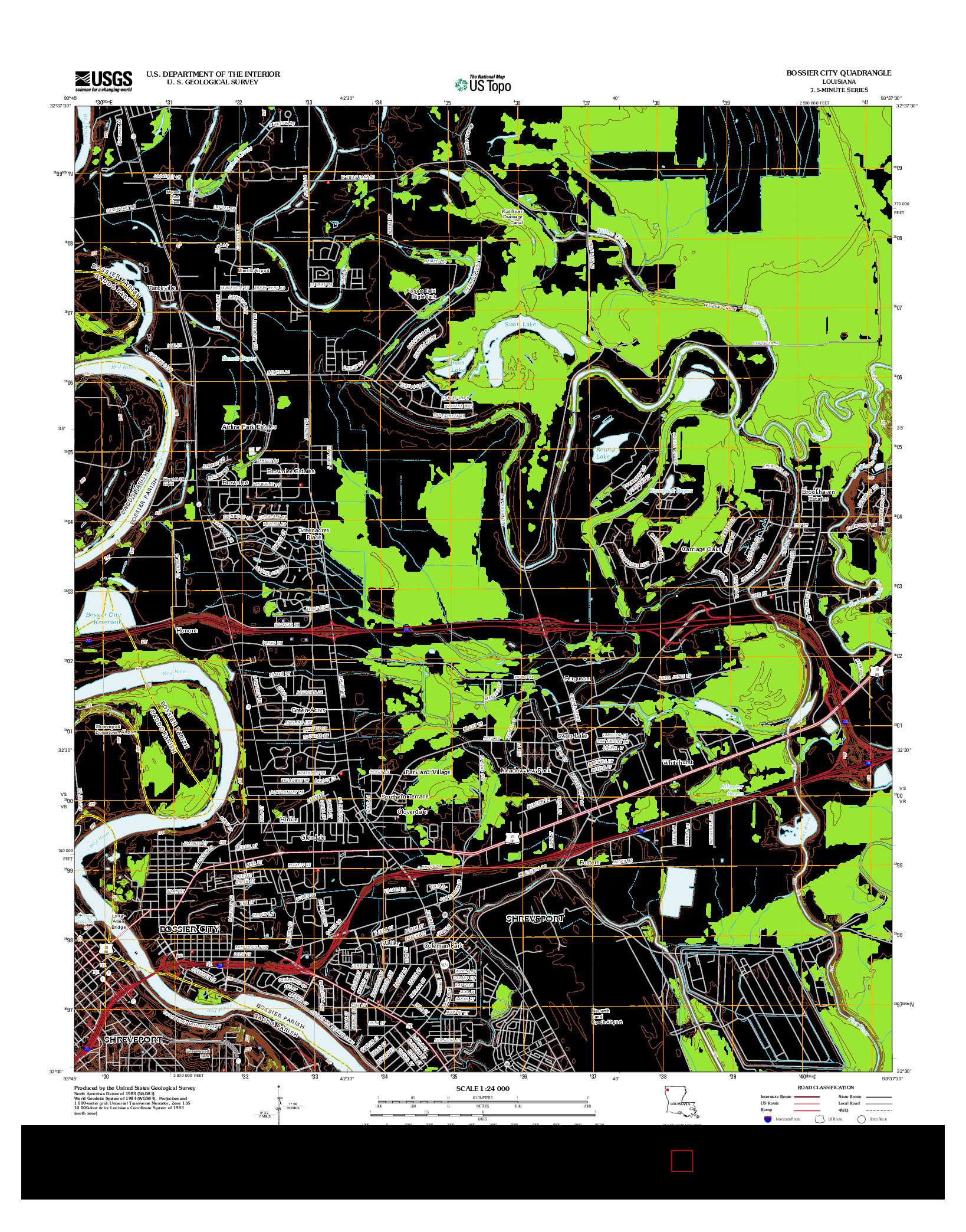 USGS US TOPO 7.5-MINUTE MAP FOR BOSSIER CITY, LA 2012