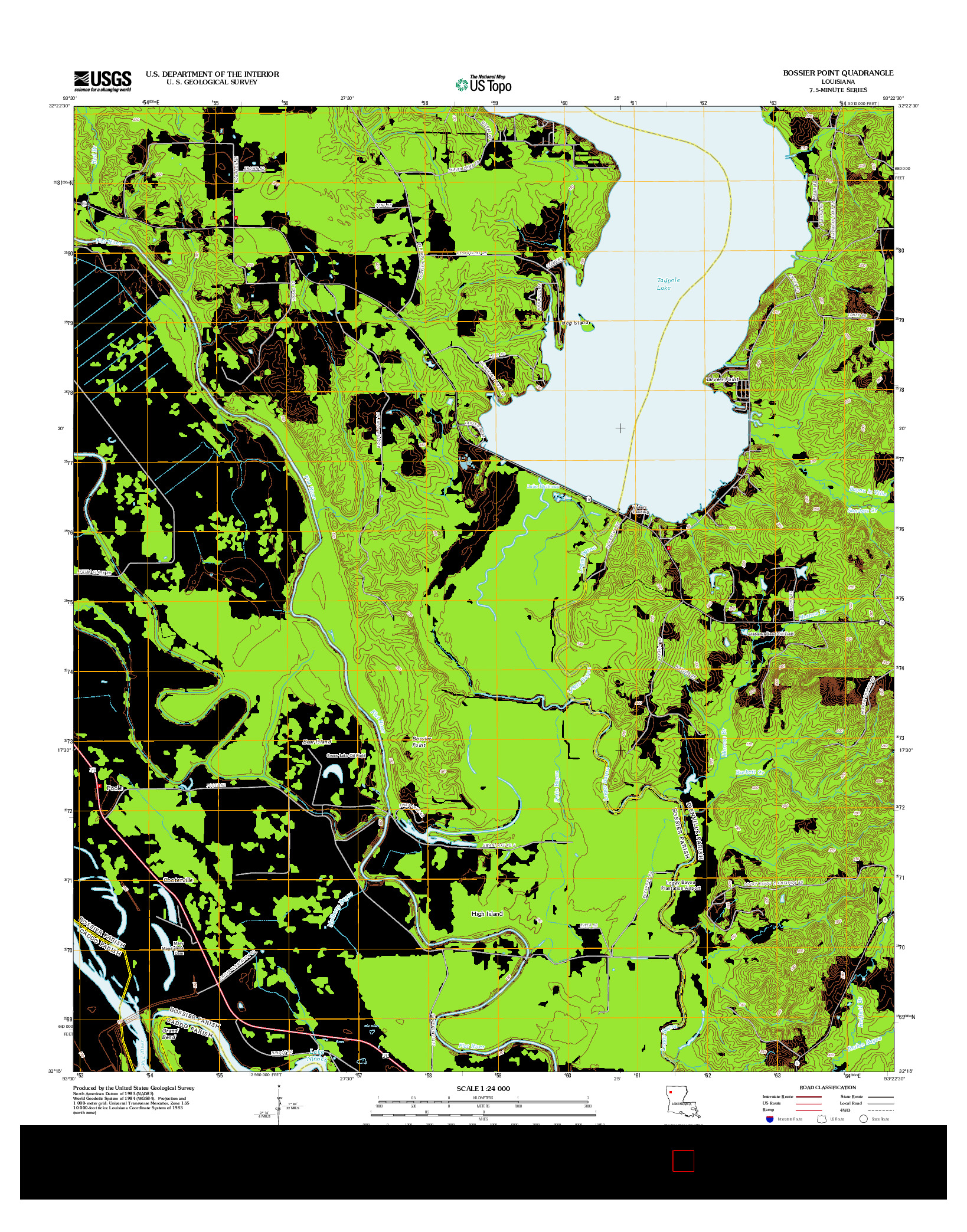 USGS US TOPO 7.5-MINUTE MAP FOR BOSSIER POINT, LA 2012