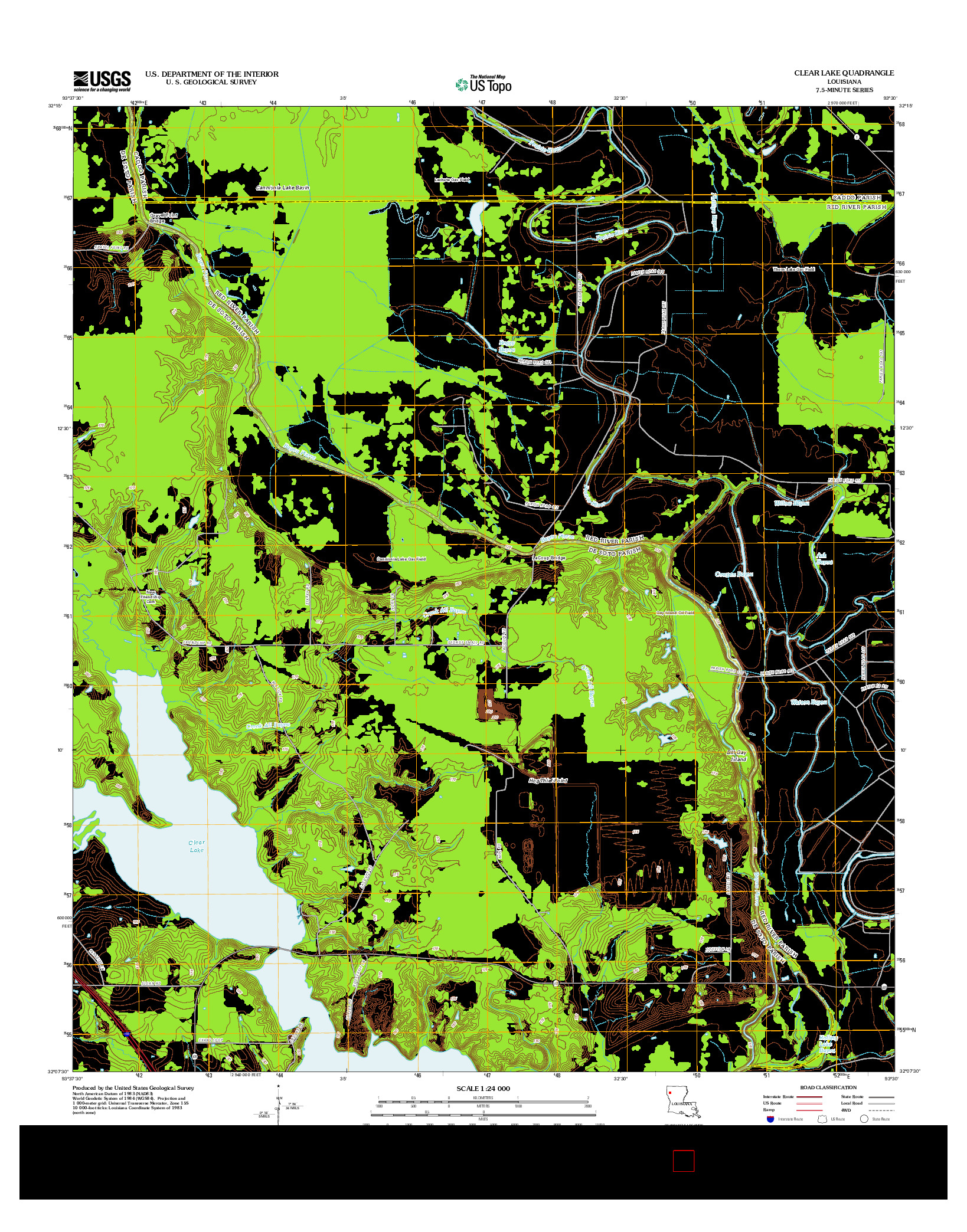 USGS US TOPO 7.5-MINUTE MAP FOR CLEAR LAKE, LA 2012