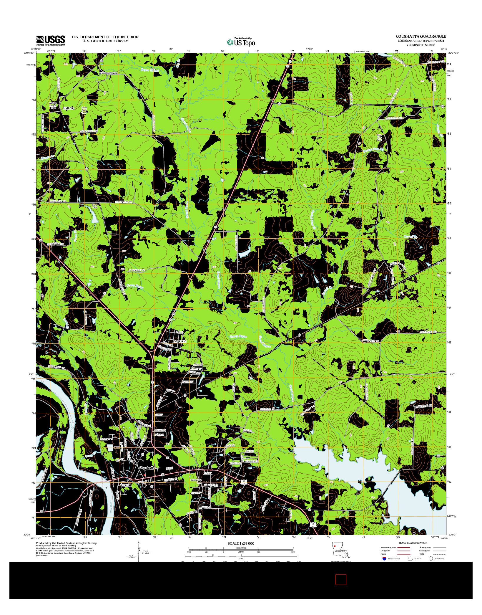USGS US TOPO 7.5-MINUTE MAP FOR COUSHATTA, LA 2012