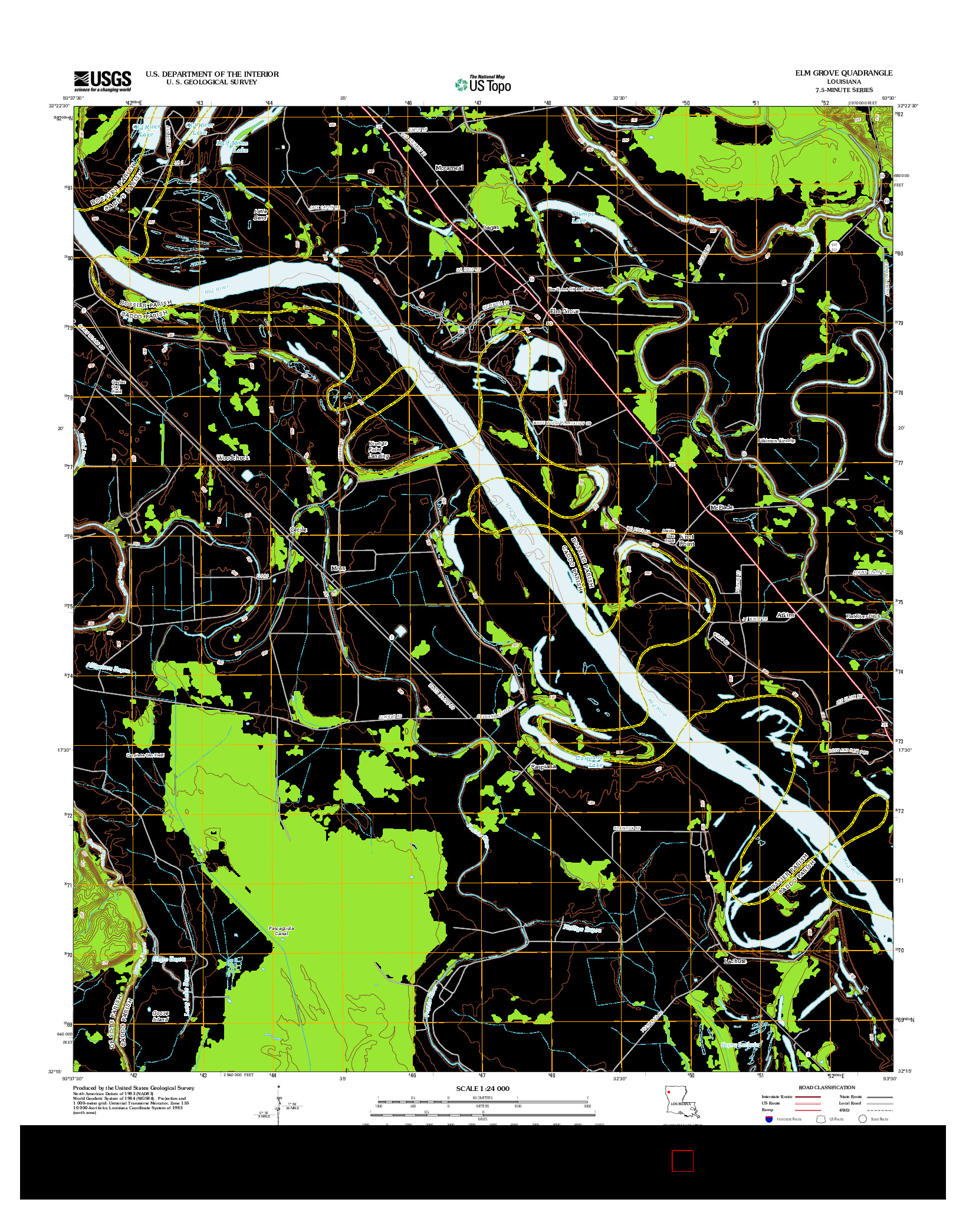 USGS US TOPO 7.5-MINUTE MAP FOR ELM GROVE, LA 2012