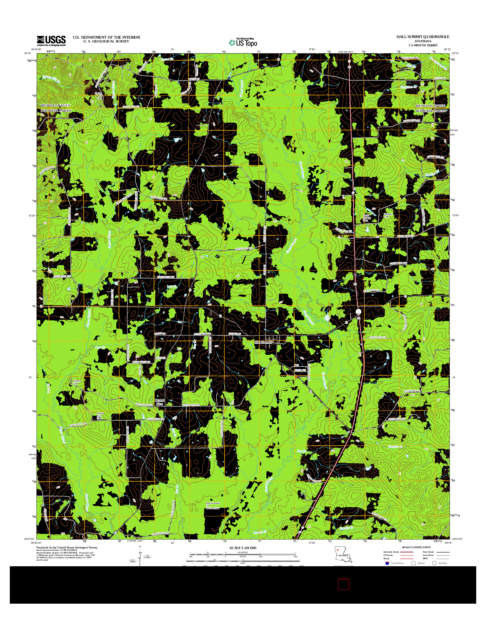 USGS US TOPO 7.5-MINUTE MAP FOR HALL SUMMIT, LA 2012