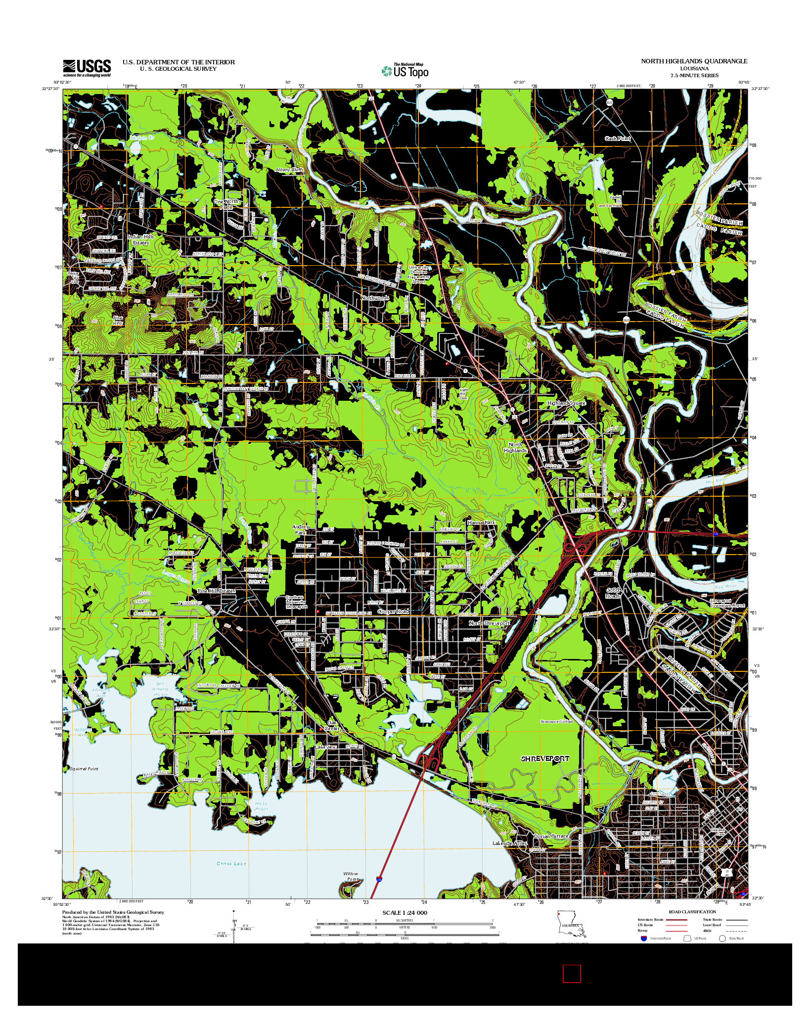 USGS US TOPO 7.5-MINUTE MAP FOR NORTH HIGHLANDS, LA 2012