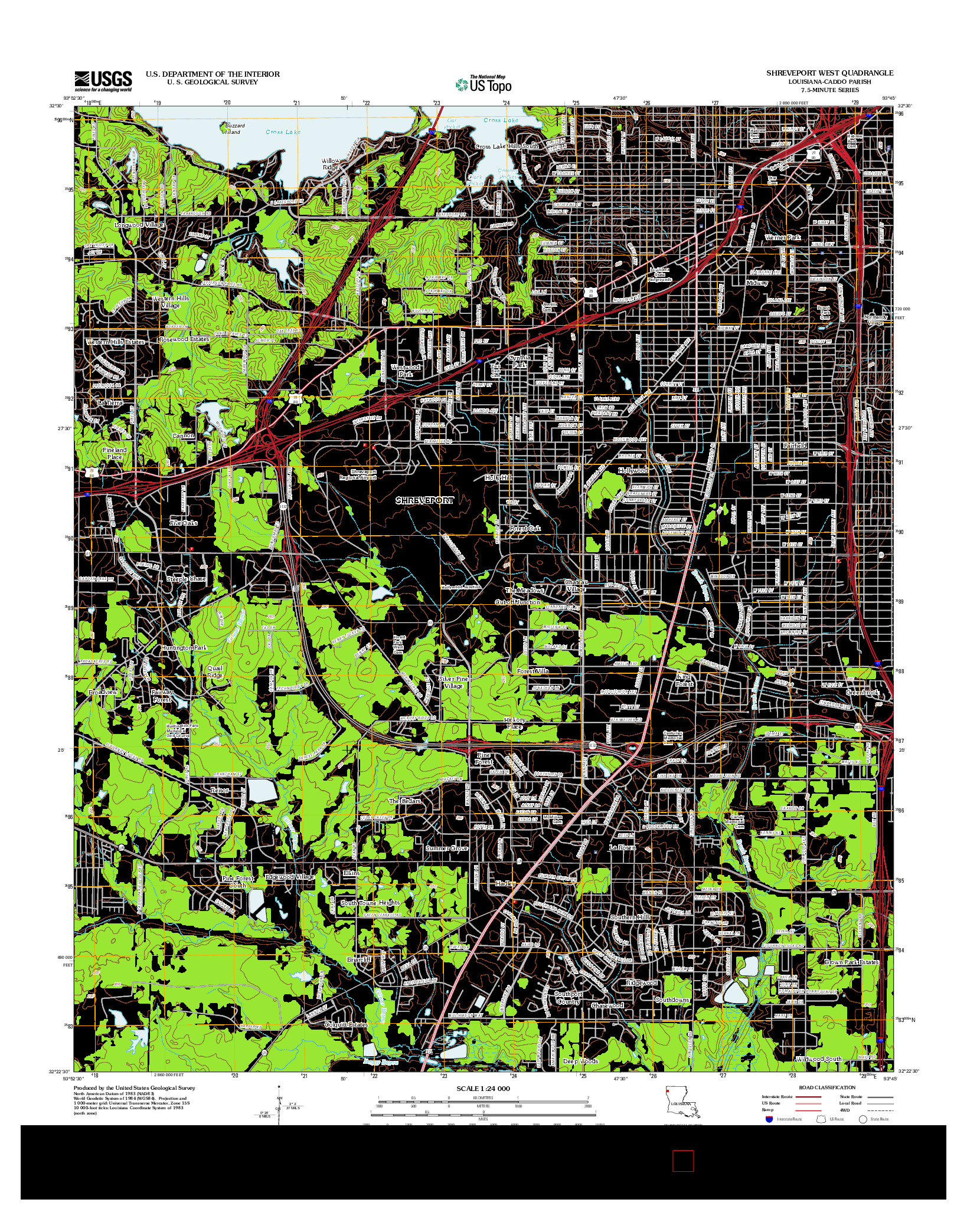 USGS US TOPO 7.5-MINUTE MAP FOR SHREVEPORT WEST, LA 2012