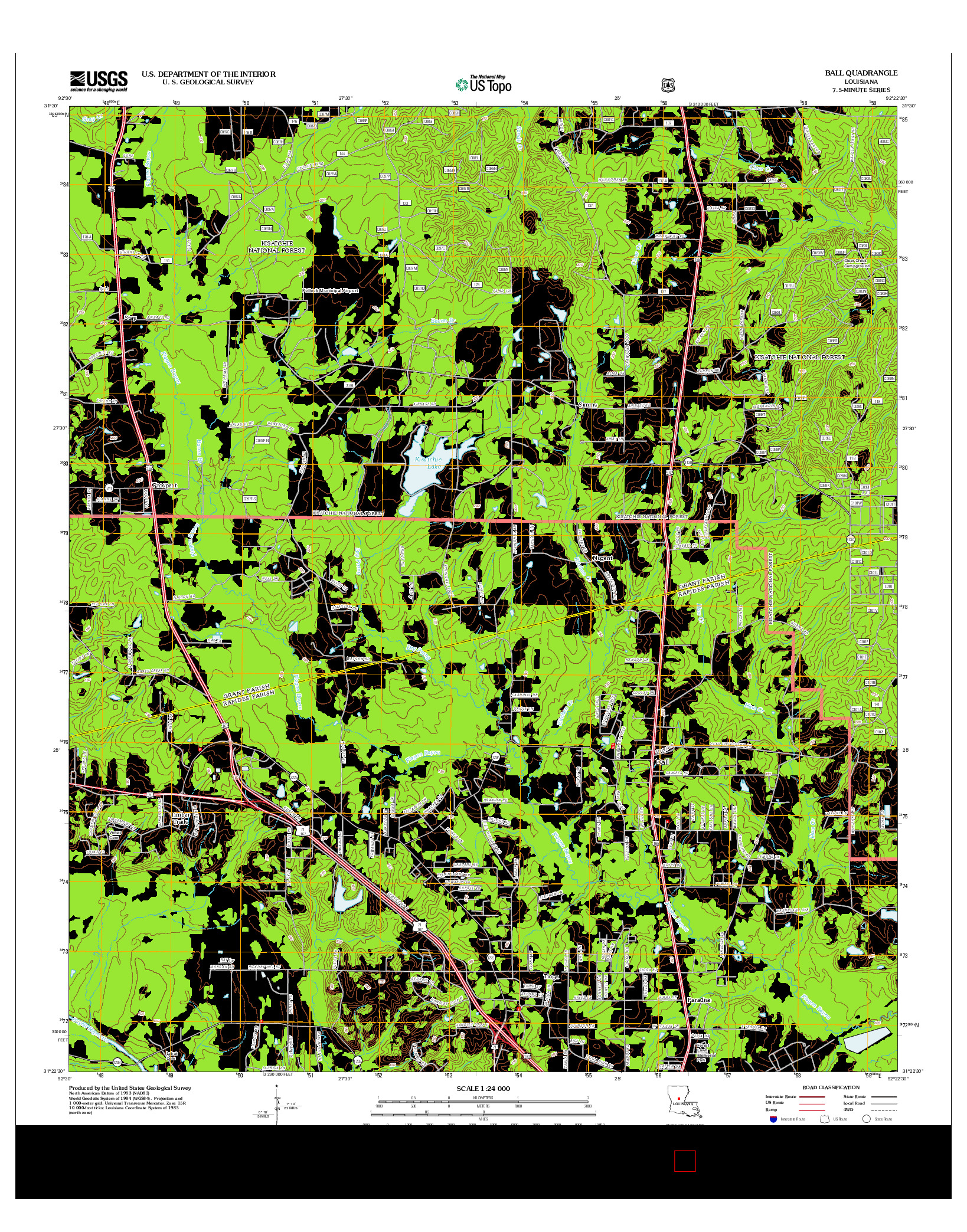 USGS US TOPO 7.5-MINUTE MAP FOR BALL, LA 2012