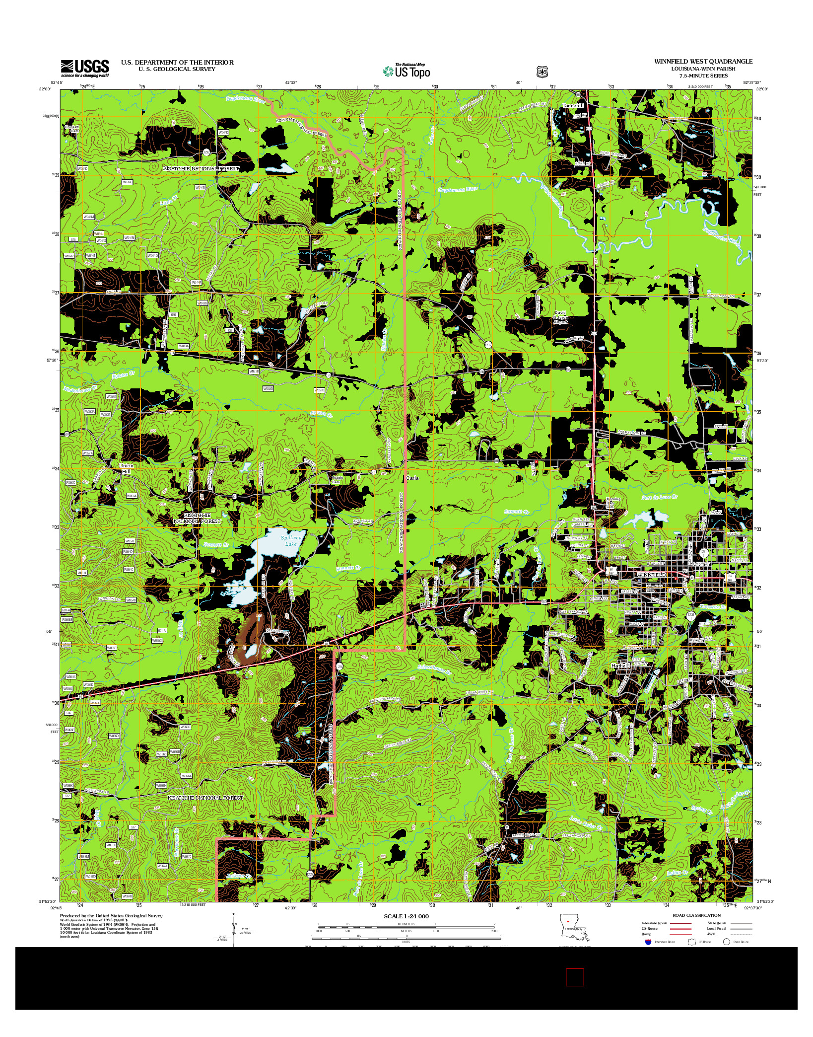 USGS US TOPO 7.5-MINUTE MAP FOR WINNFIELD WEST, LA 2012