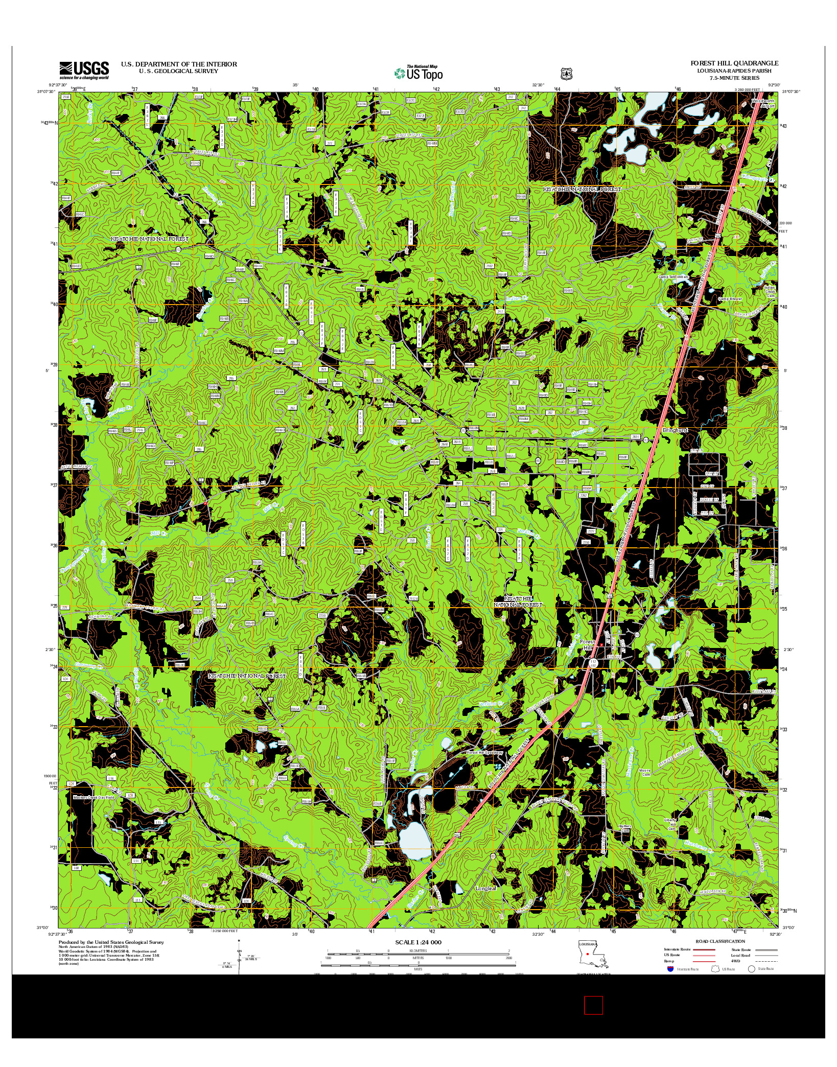 USGS US TOPO 7.5-MINUTE MAP FOR FOREST HILL, LA 2012