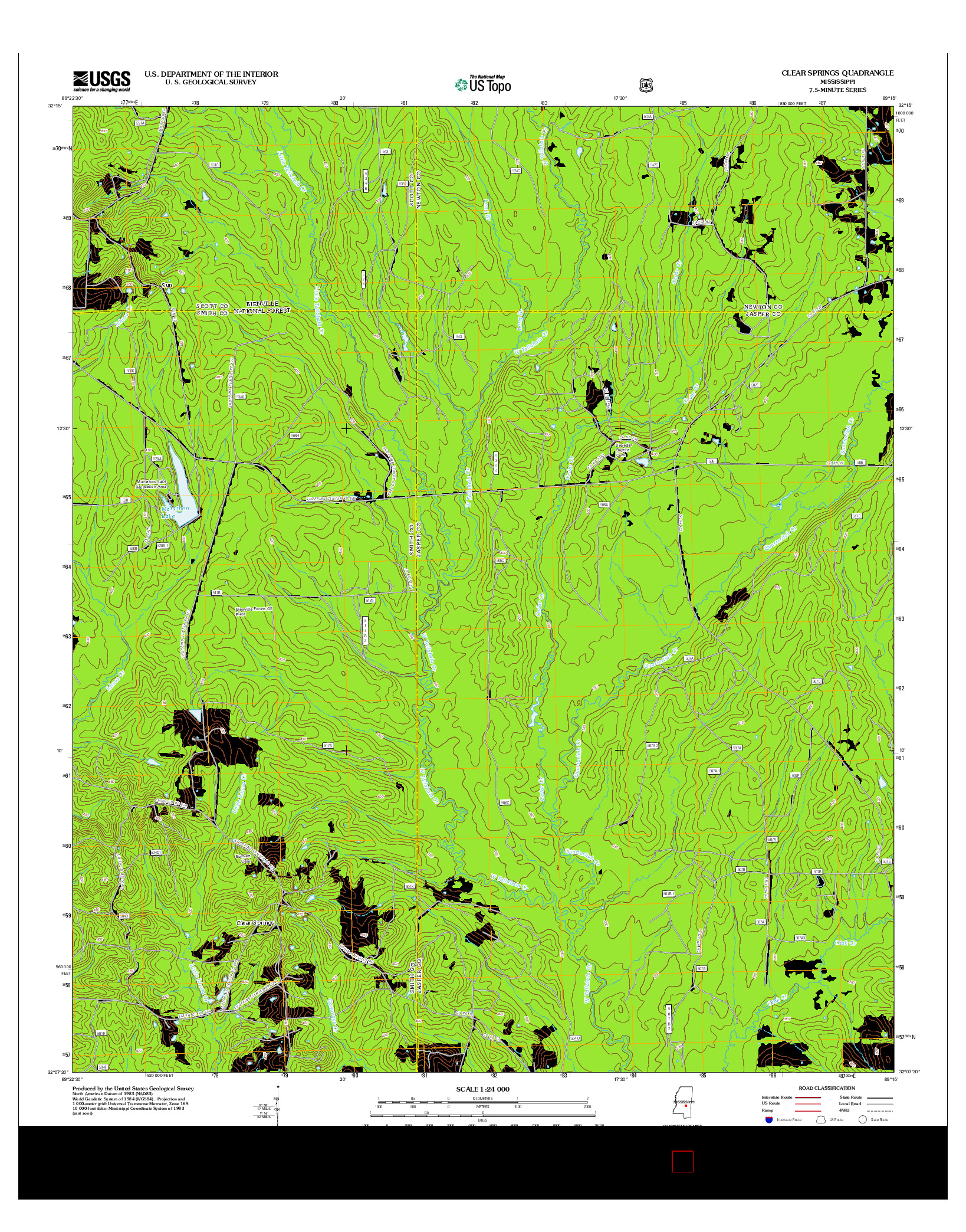 USGS US TOPO 7.5-MINUTE MAP FOR CLEAR SPRINGS, MS 2012
