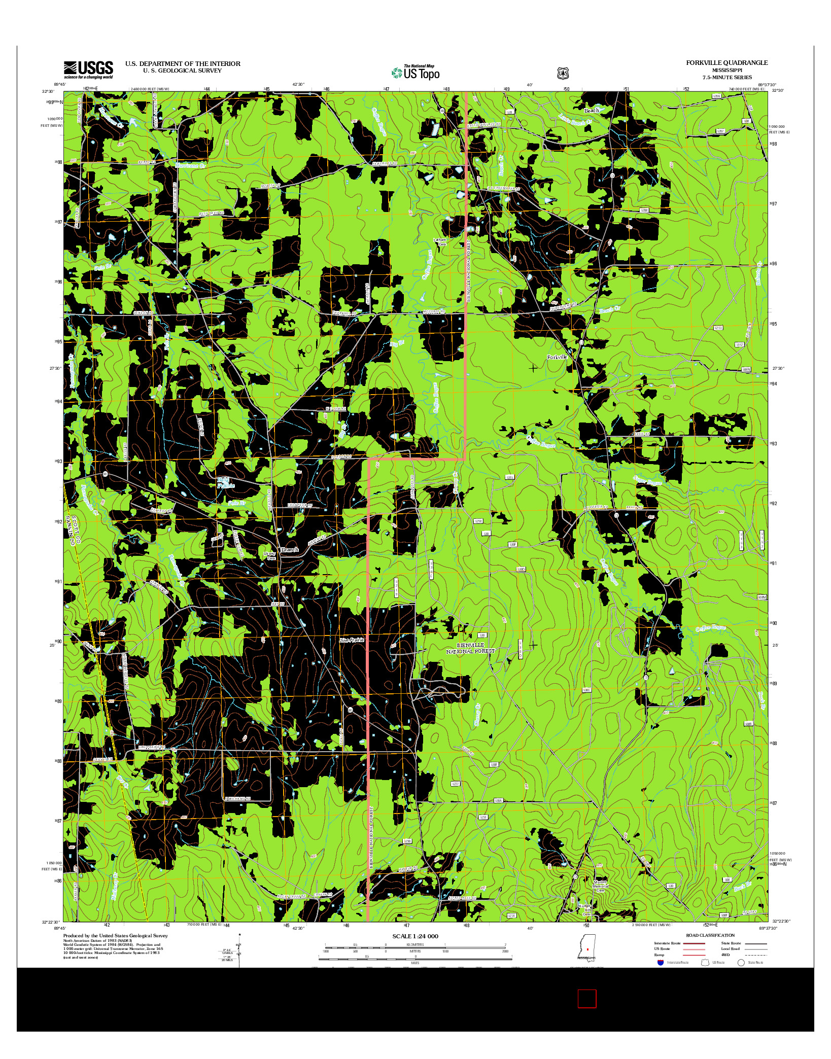 USGS US TOPO 7.5-MINUTE MAP FOR FORKVILLE, MS 2012