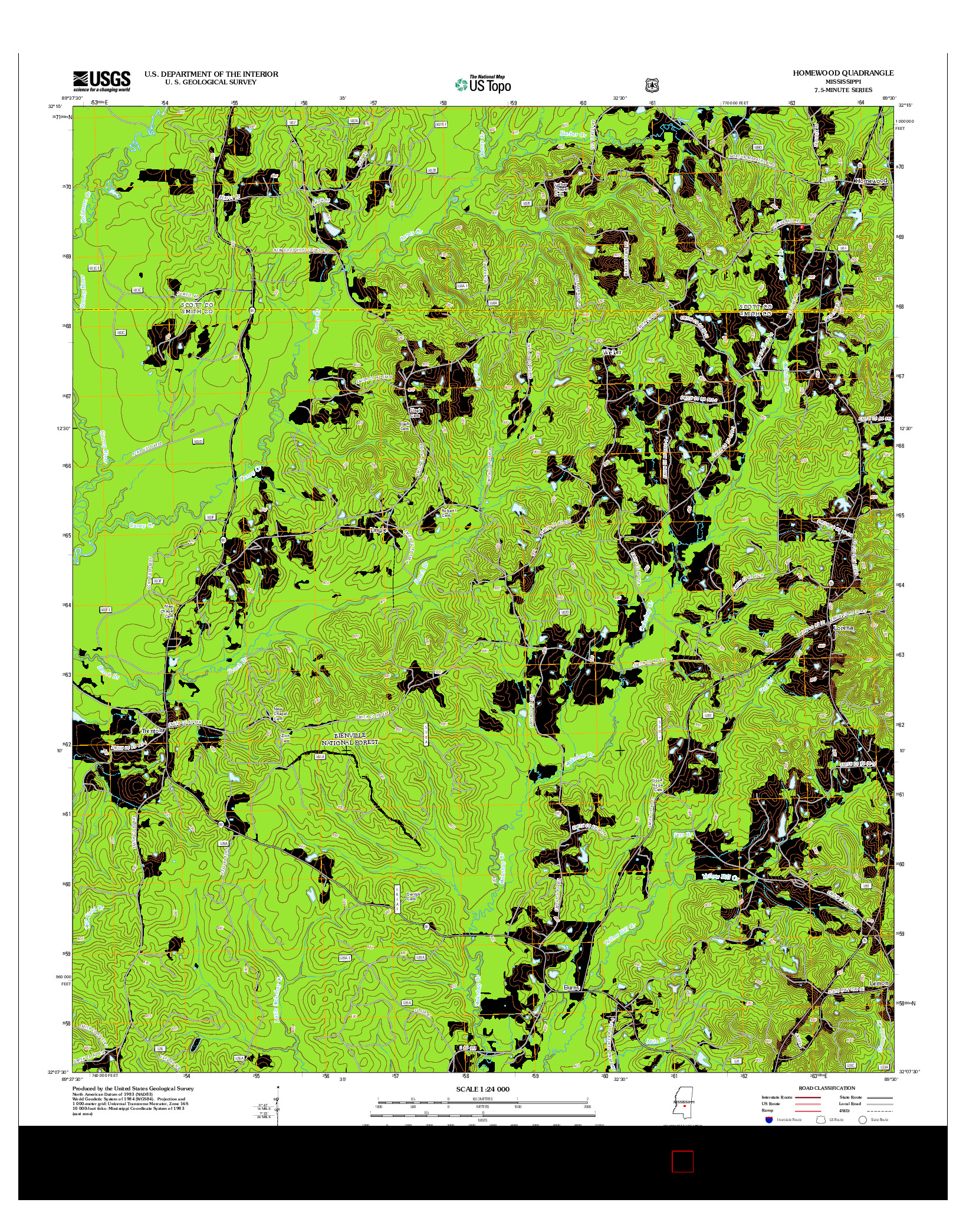 USGS US TOPO 7.5-MINUTE MAP FOR HOMEWOOD, MS 2012