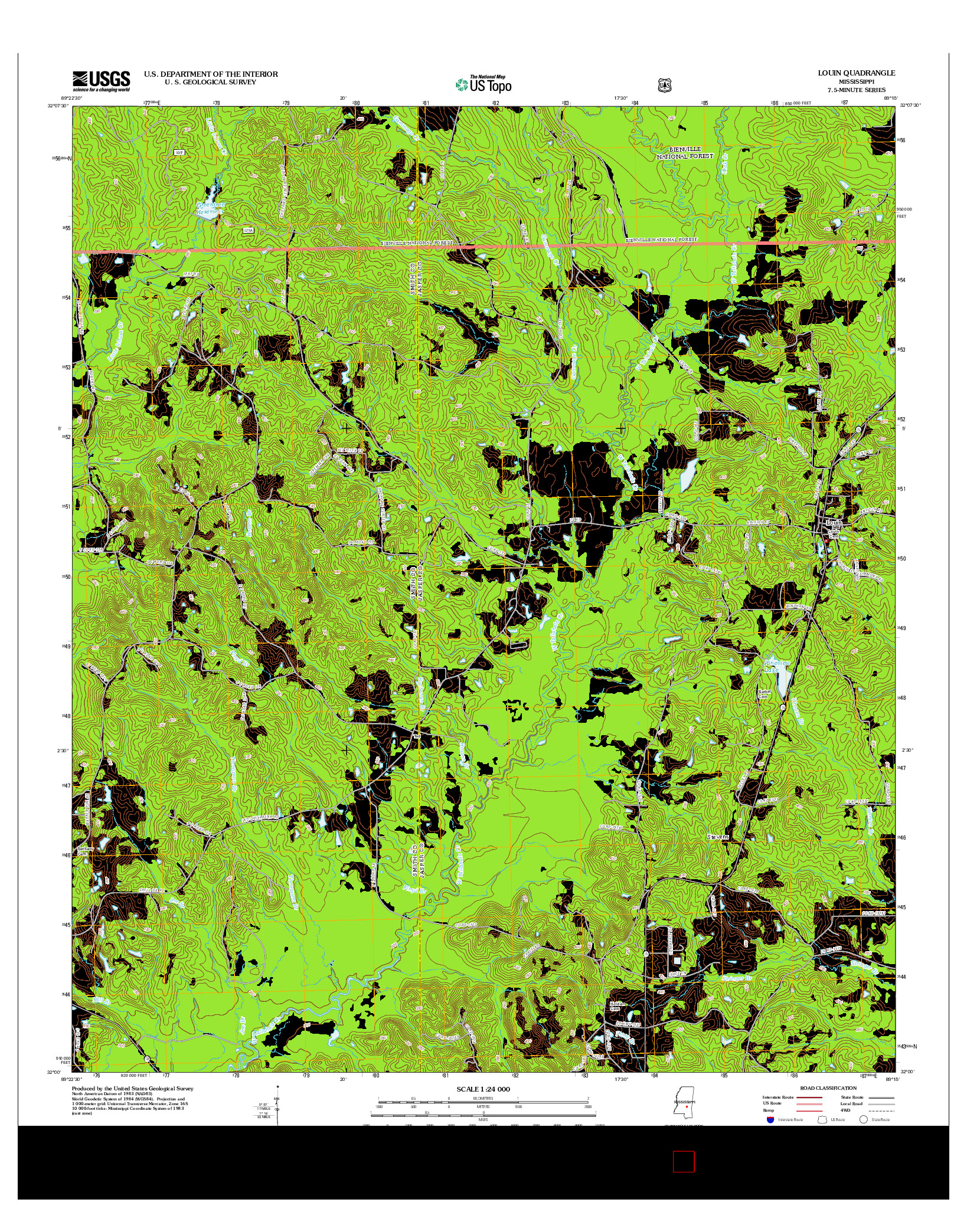 USGS US TOPO 7.5-MINUTE MAP FOR LOUIN, MS 2012