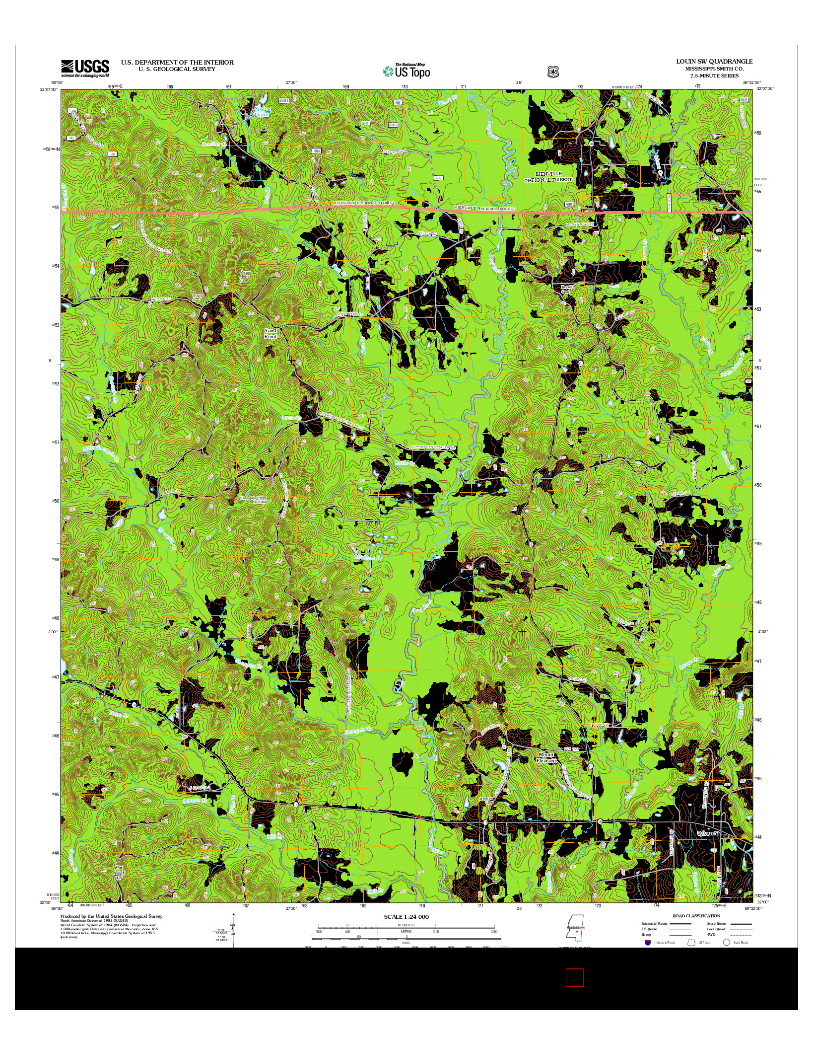 USGS US TOPO 7.5-MINUTE MAP FOR LOUIN SW, MS 2012