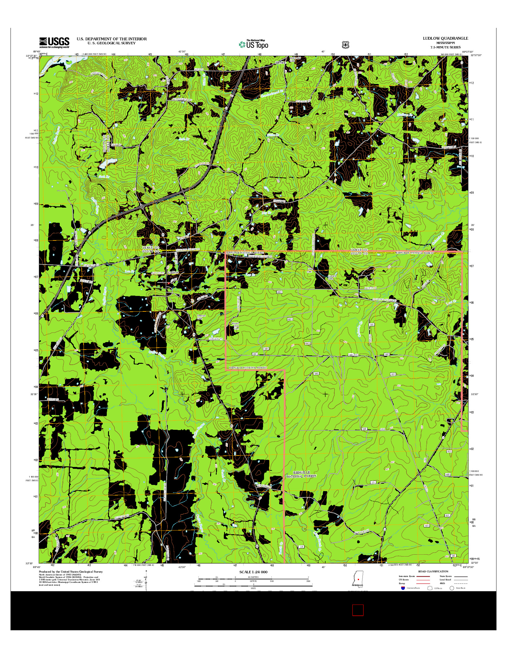 USGS US TOPO 7.5-MINUTE MAP FOR LUDLOW, MS 2012
