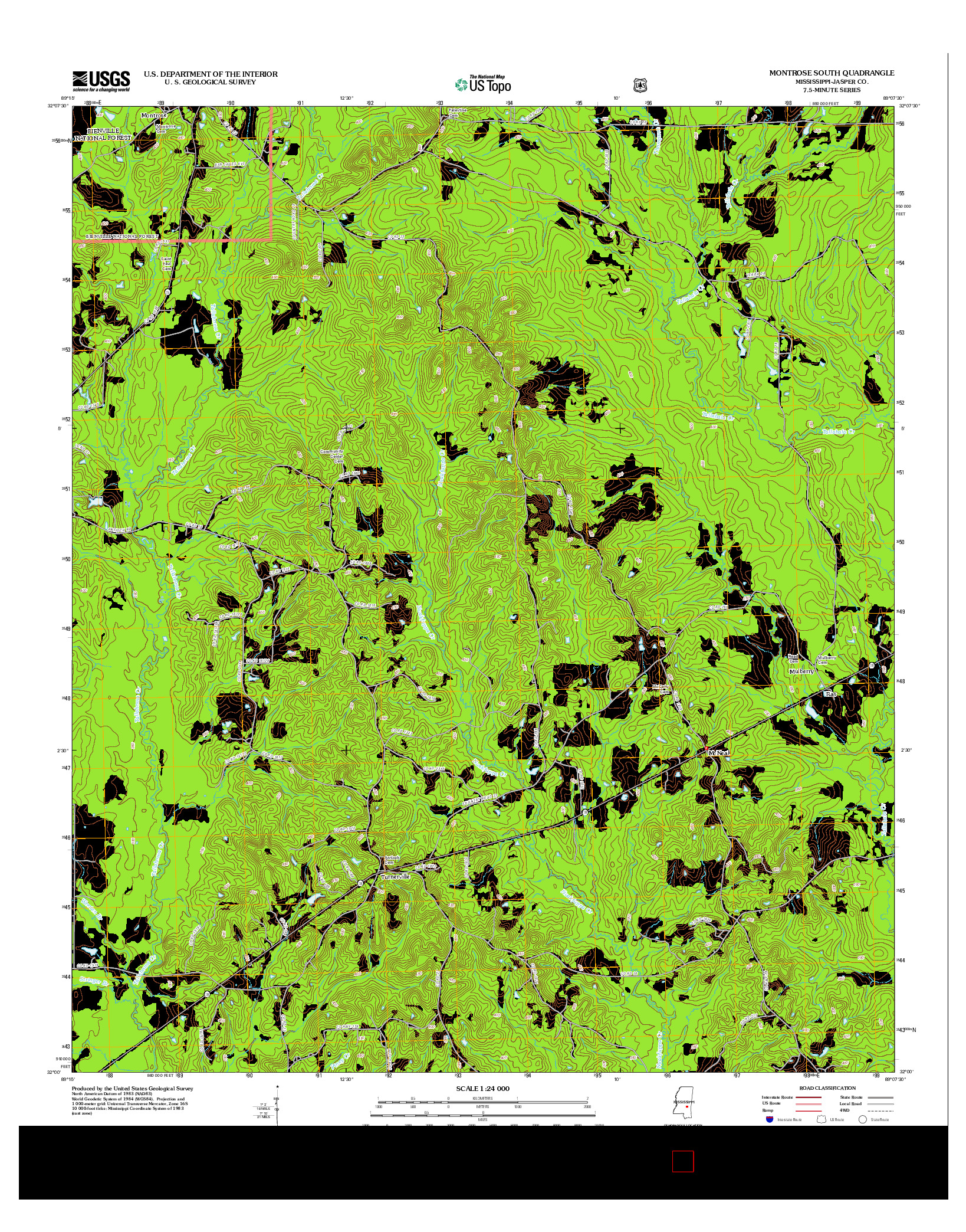 USGS US TOPO 7.5-MINUTE MAP FOR MONTROSE SOUTH, MS 2012