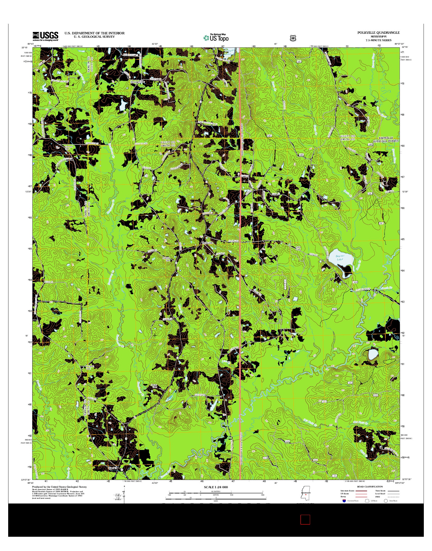 USGS US TOPO 7.5-MINUTE MAP FOR POLKVILLE, MS 2012