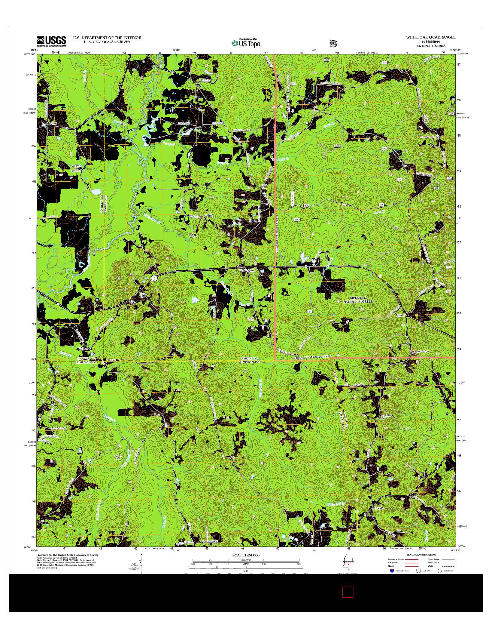 USGS US TOPO 7.5-MINUTE MAP FOR WHITE OAK, MS 2012