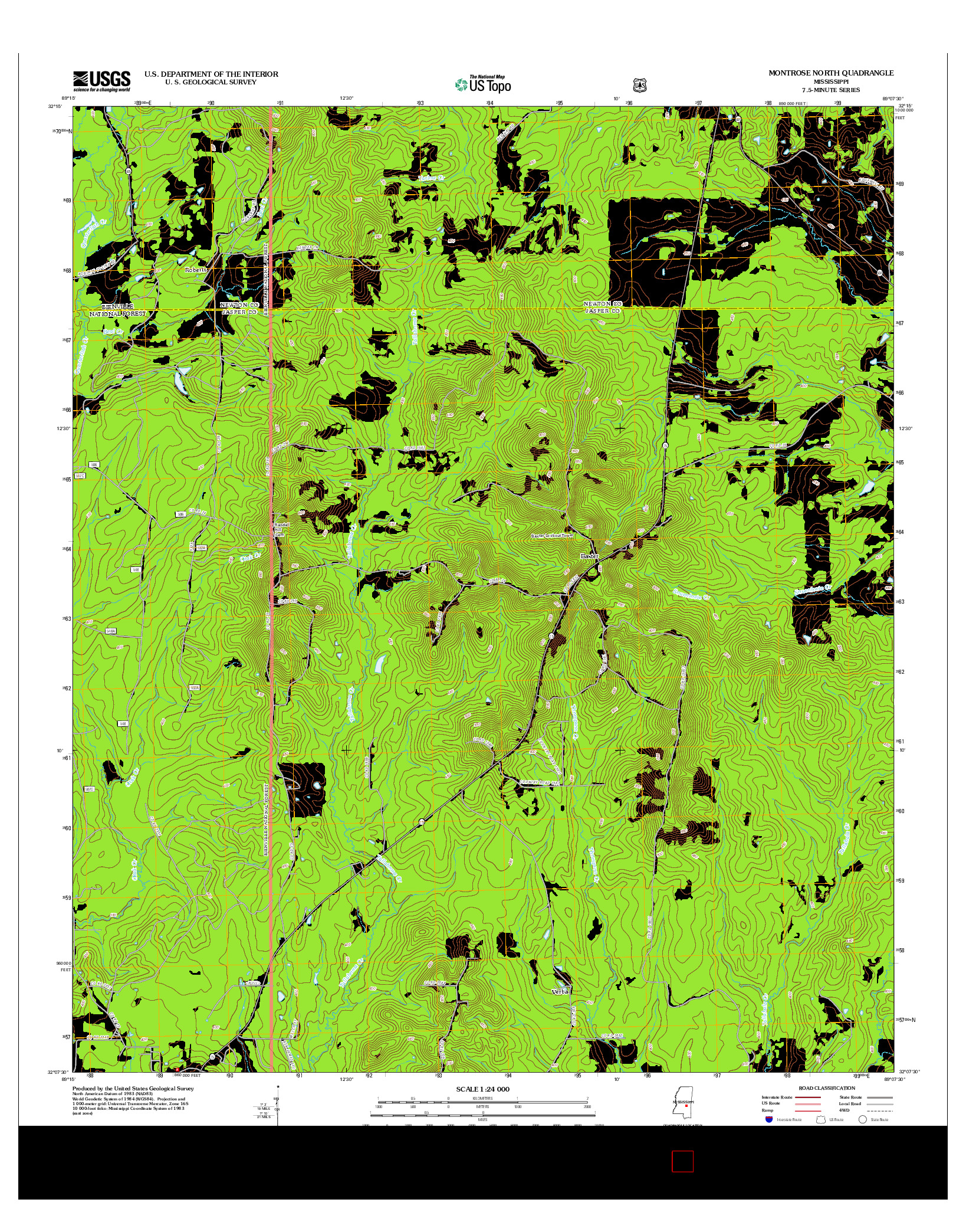 USGS US TOPO 7.5-MINUTE MAP FOR MONTROSE NORTH, MS 2012