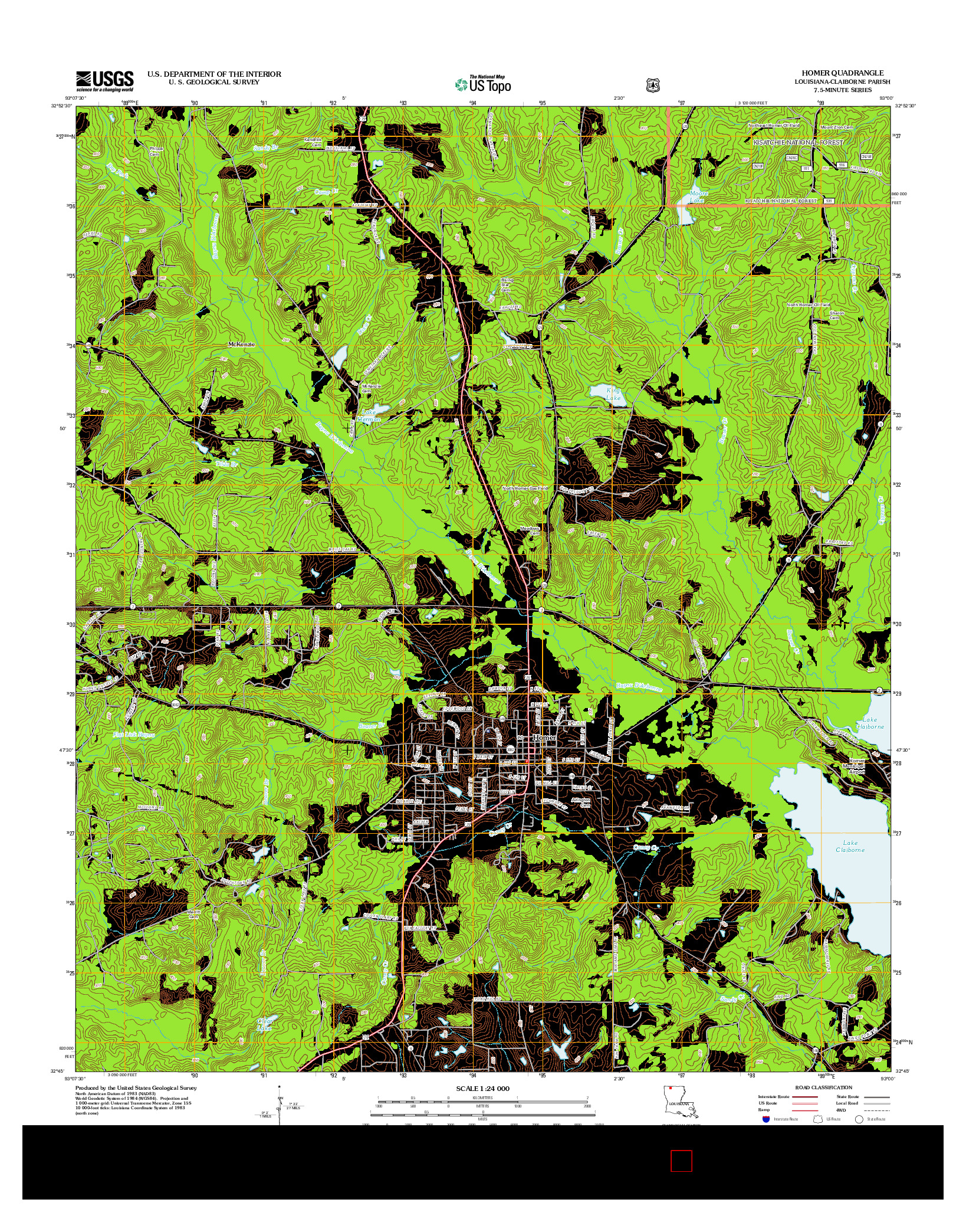 USGS US TOPO 7.5-MINUTE MAP FOR HOMER, LA 2012