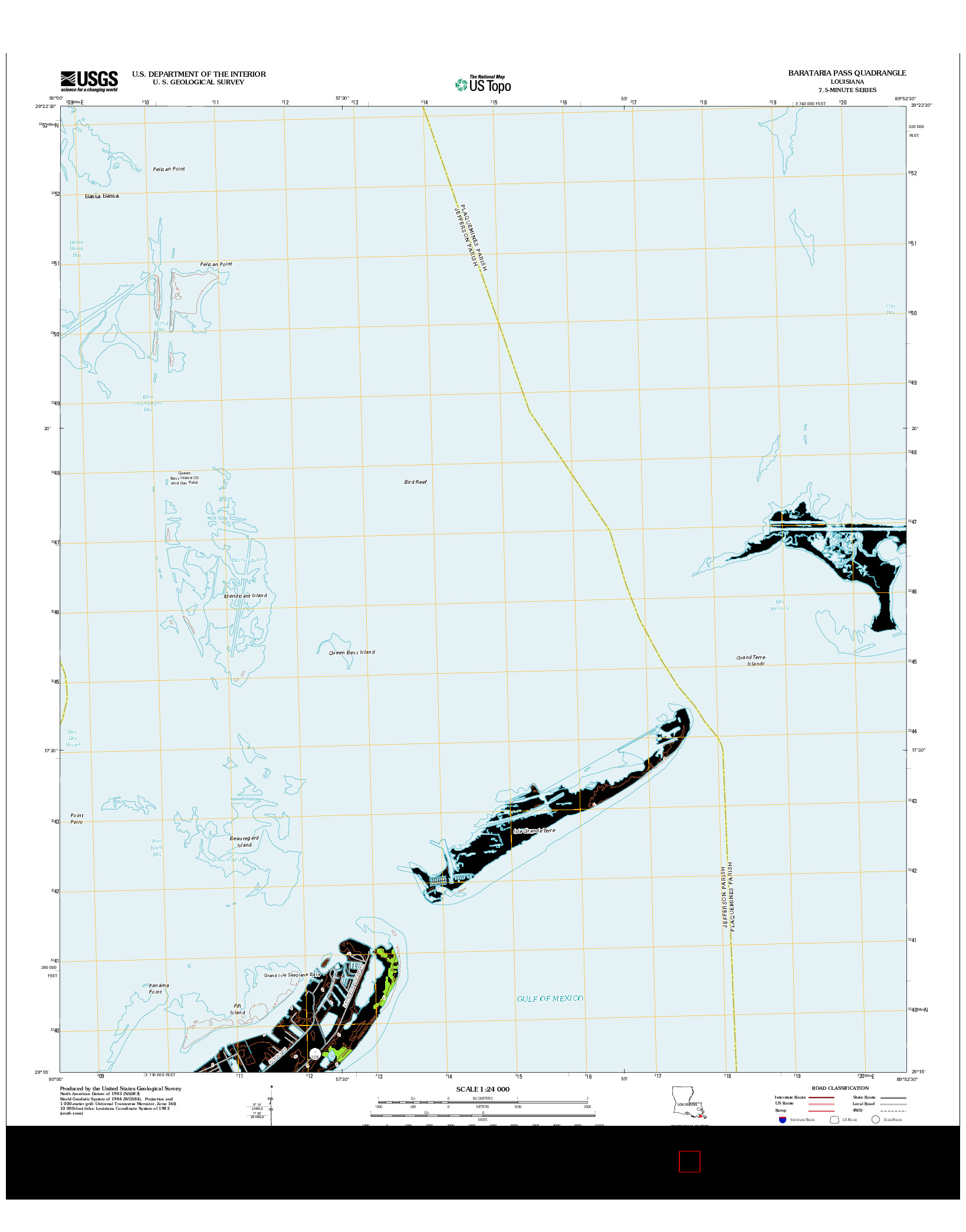 USGS US TOPO 7.5-MINUTE MAP FOR BARATARIA PASS, LA 2012