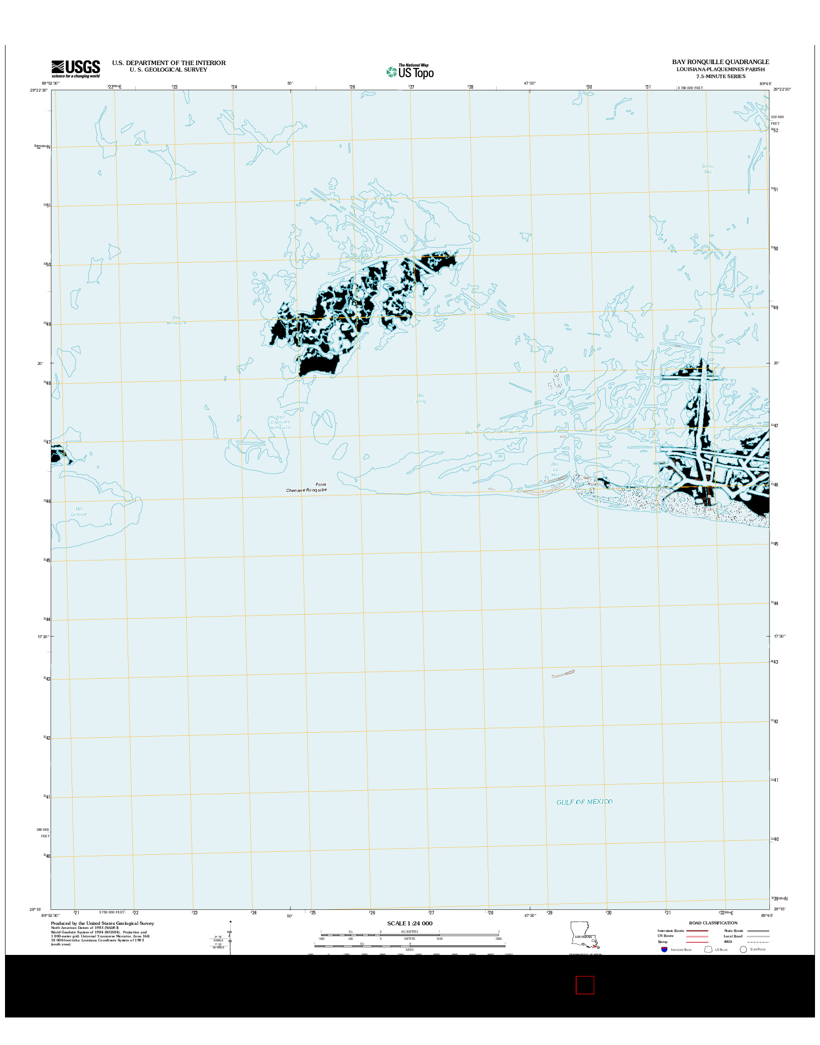 USGS US TOPO 7.5-MINUTE MAP FOR BAY RONQUILLE, LA 2012