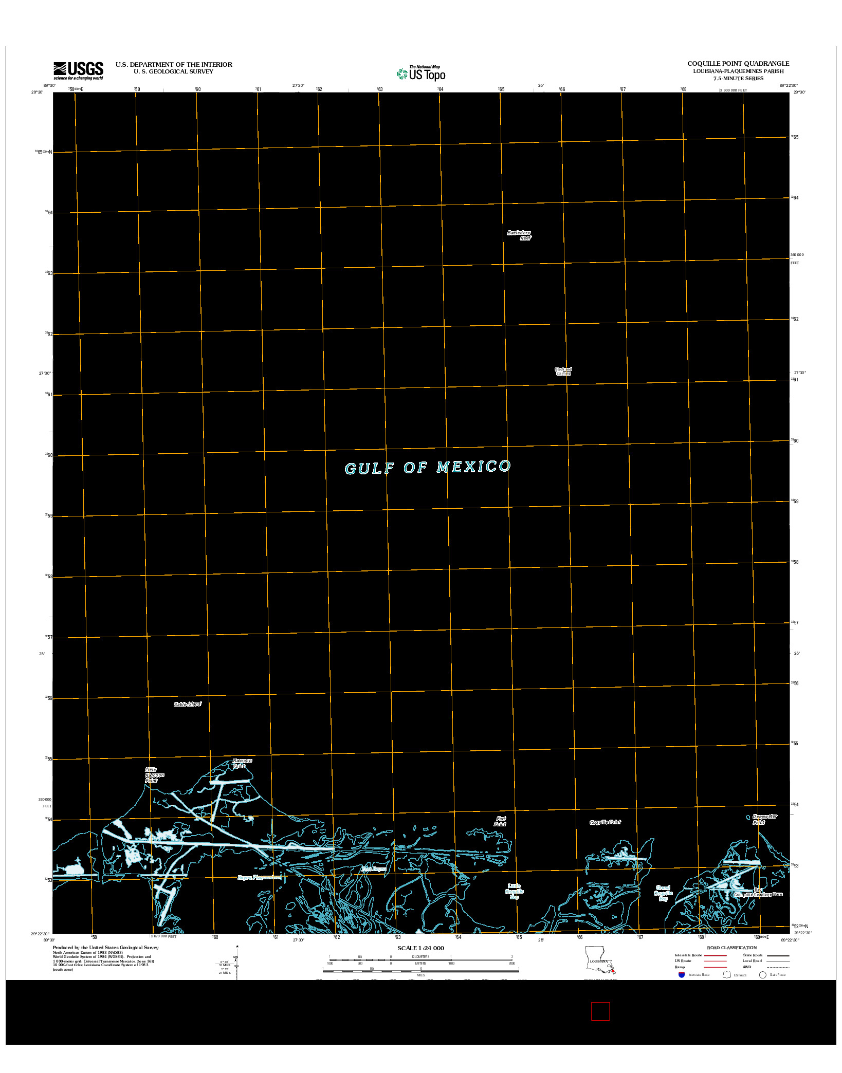 USGS US TOPO 7.5-MINUTE MAP FOR COQUILLE POINT, LA 2012