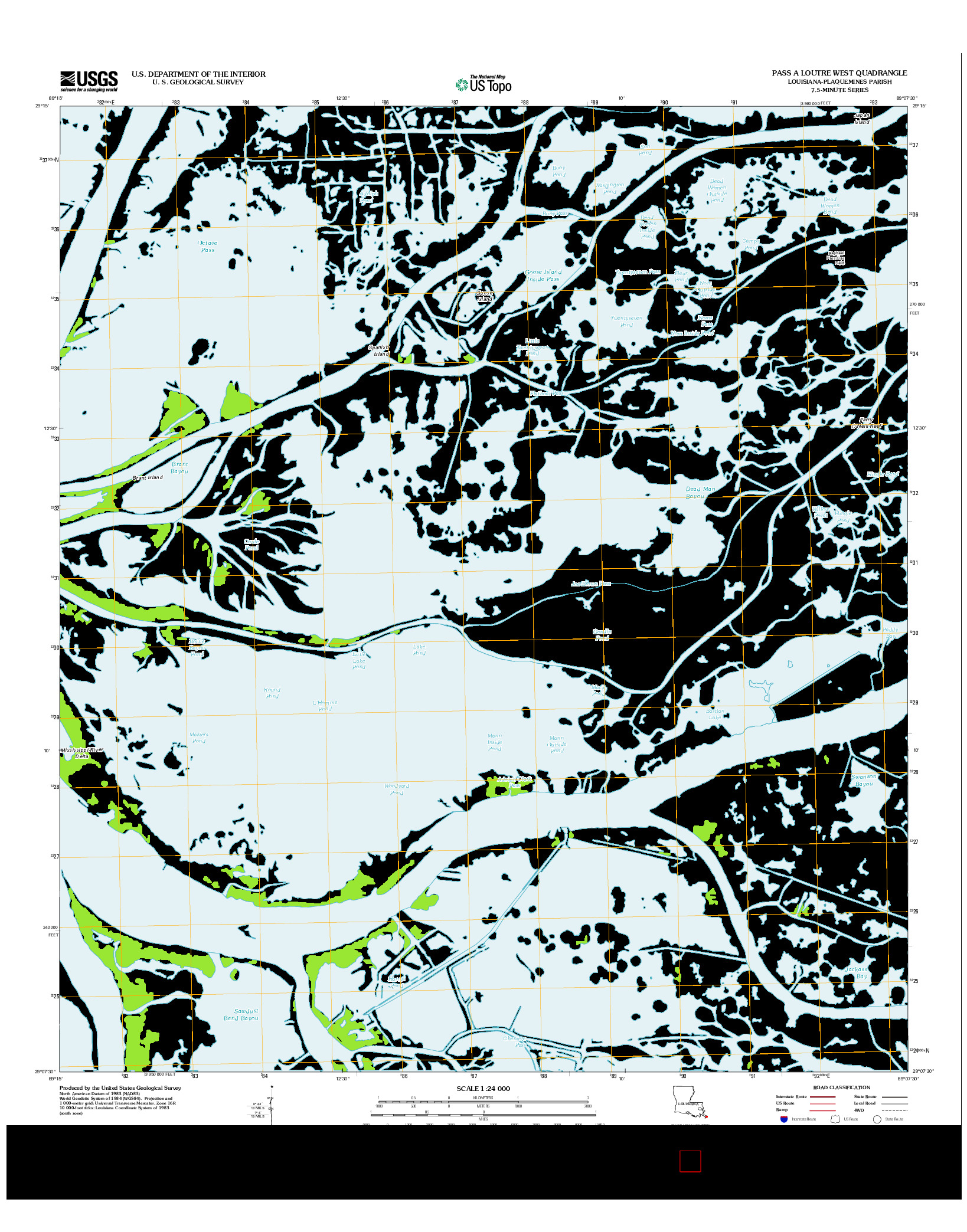 USGS US TOPO 7.5-MINUTE MAP FOR PASS A LOUTRE WEST, LA 2012