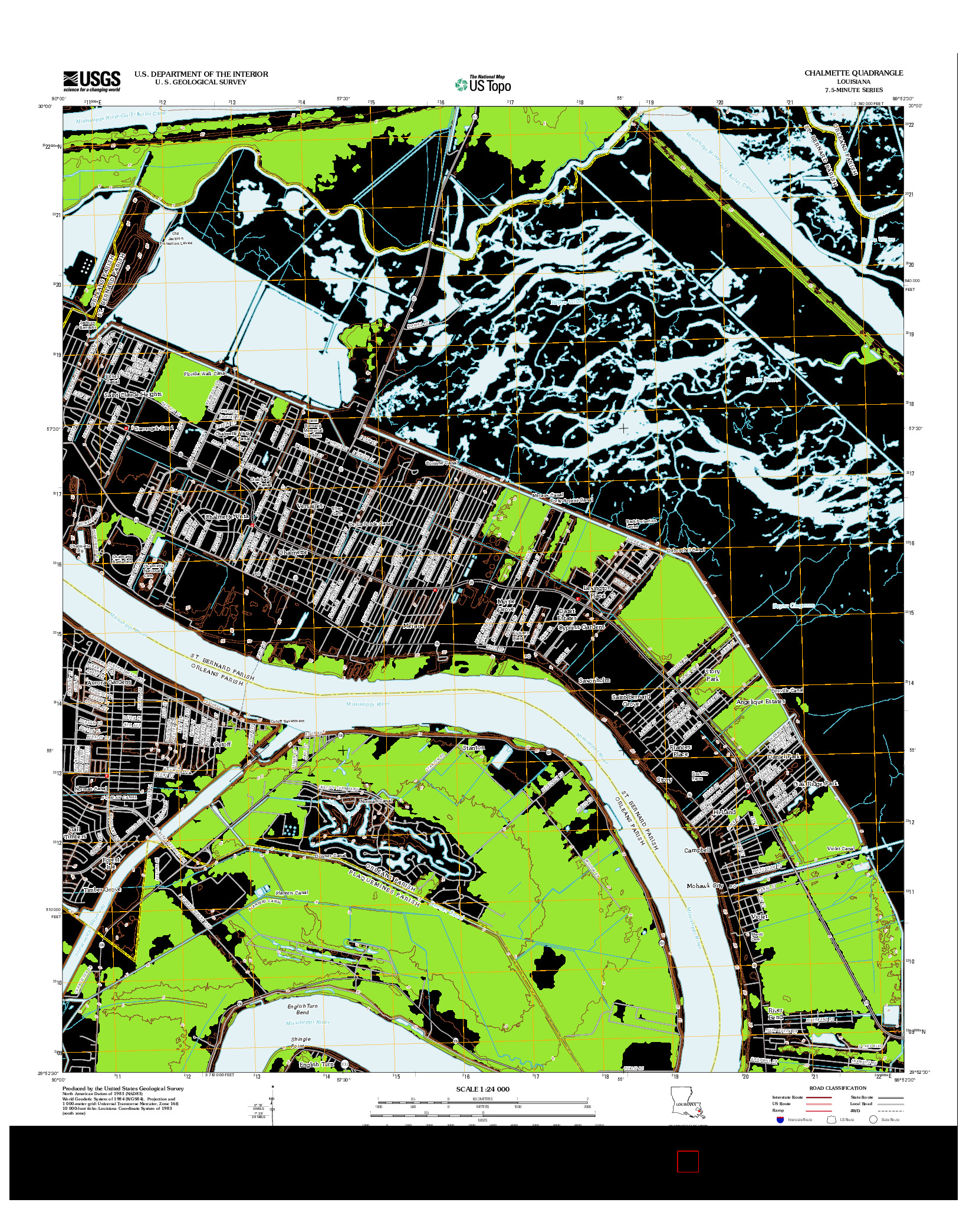 USGS US TOPO 7.5-MINUTE MAP FOR CHALMETTE, LA 2012