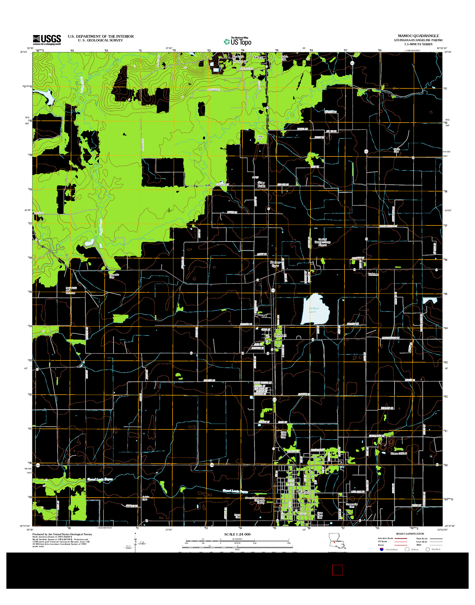 USGS US TOPO 7.5-MINUTE MAP FOR MAMOU, LA 2012