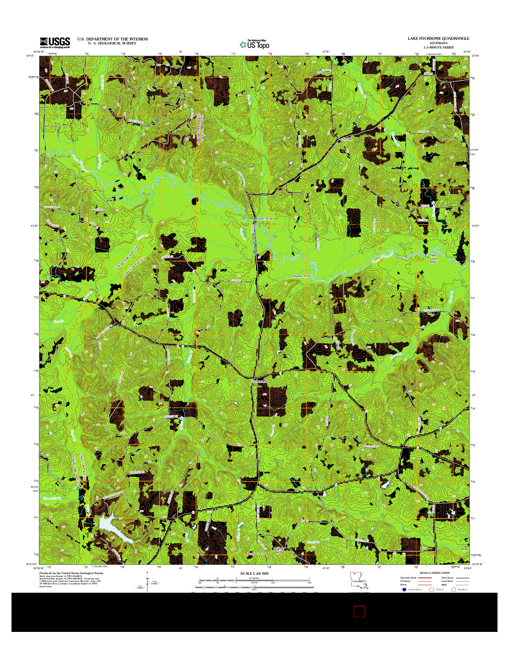 USGS US TOPO 7.5-MINUTE MAP FOR LAKE FOURSOME, LA 2012