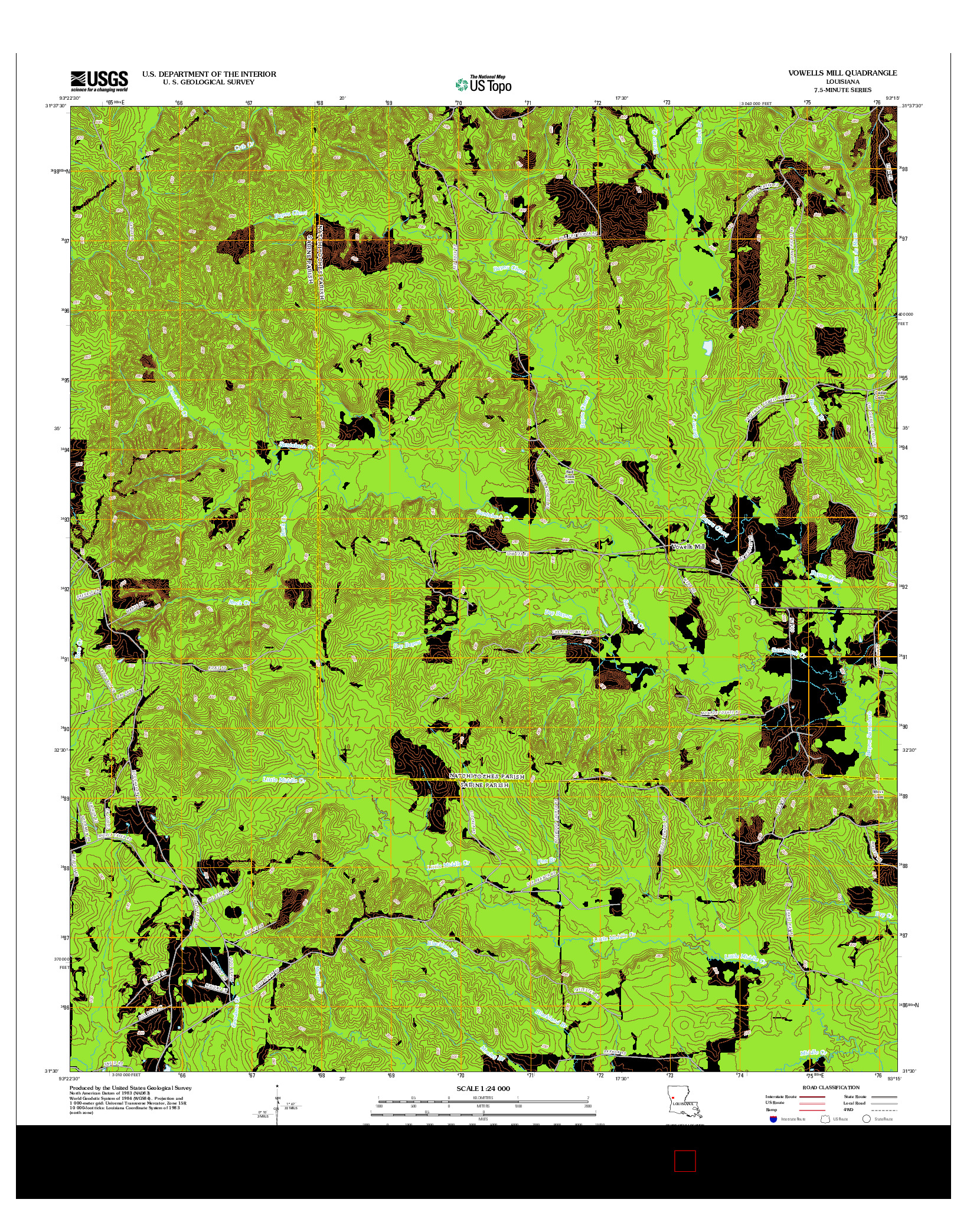 USGS US TOPO 7.5-MINUTE MAP FOR VOWELLS MILL, LA 2012