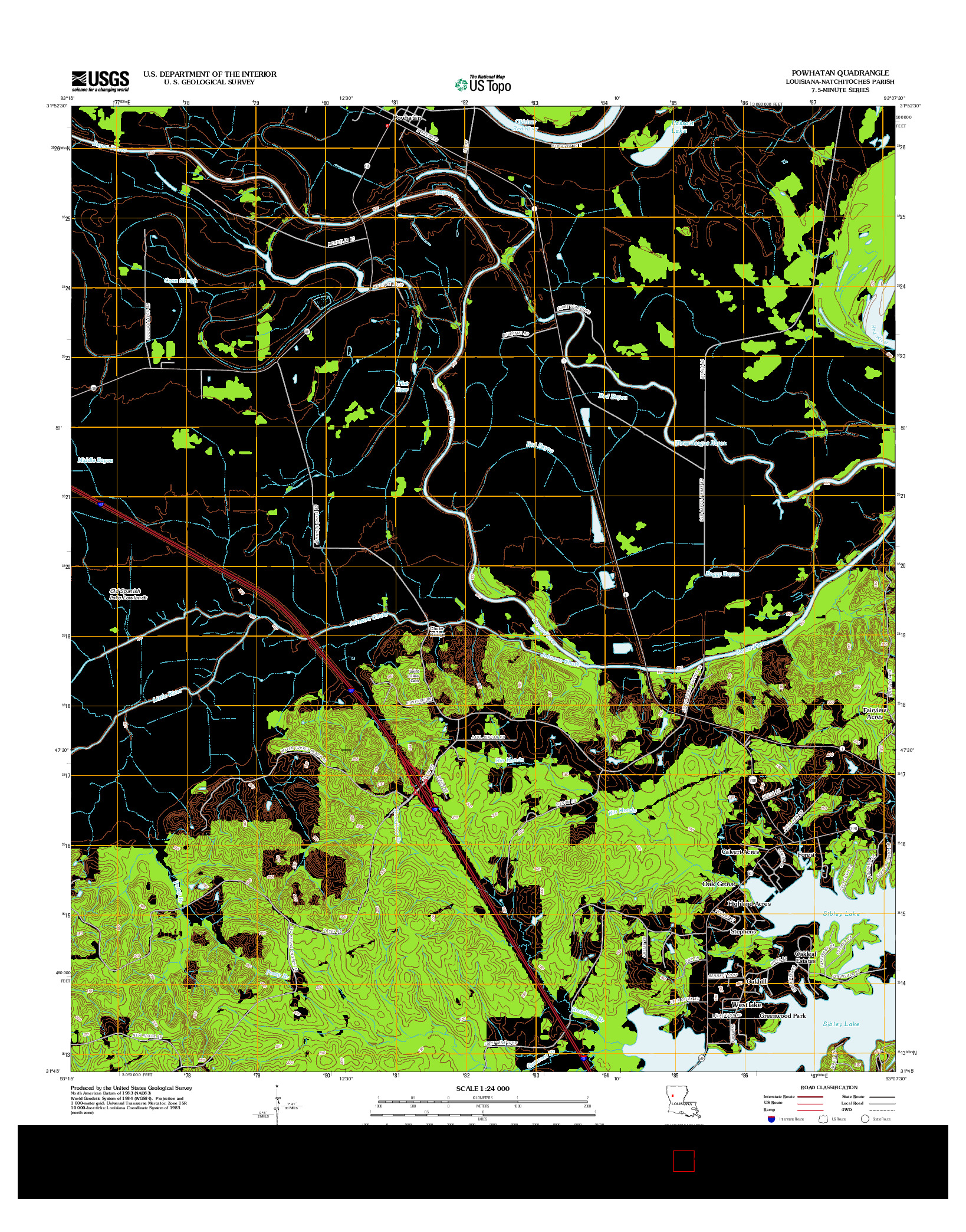 USGS US TOPO 7.5-MINUTE MAP FOR POWHATAN, LA 2012