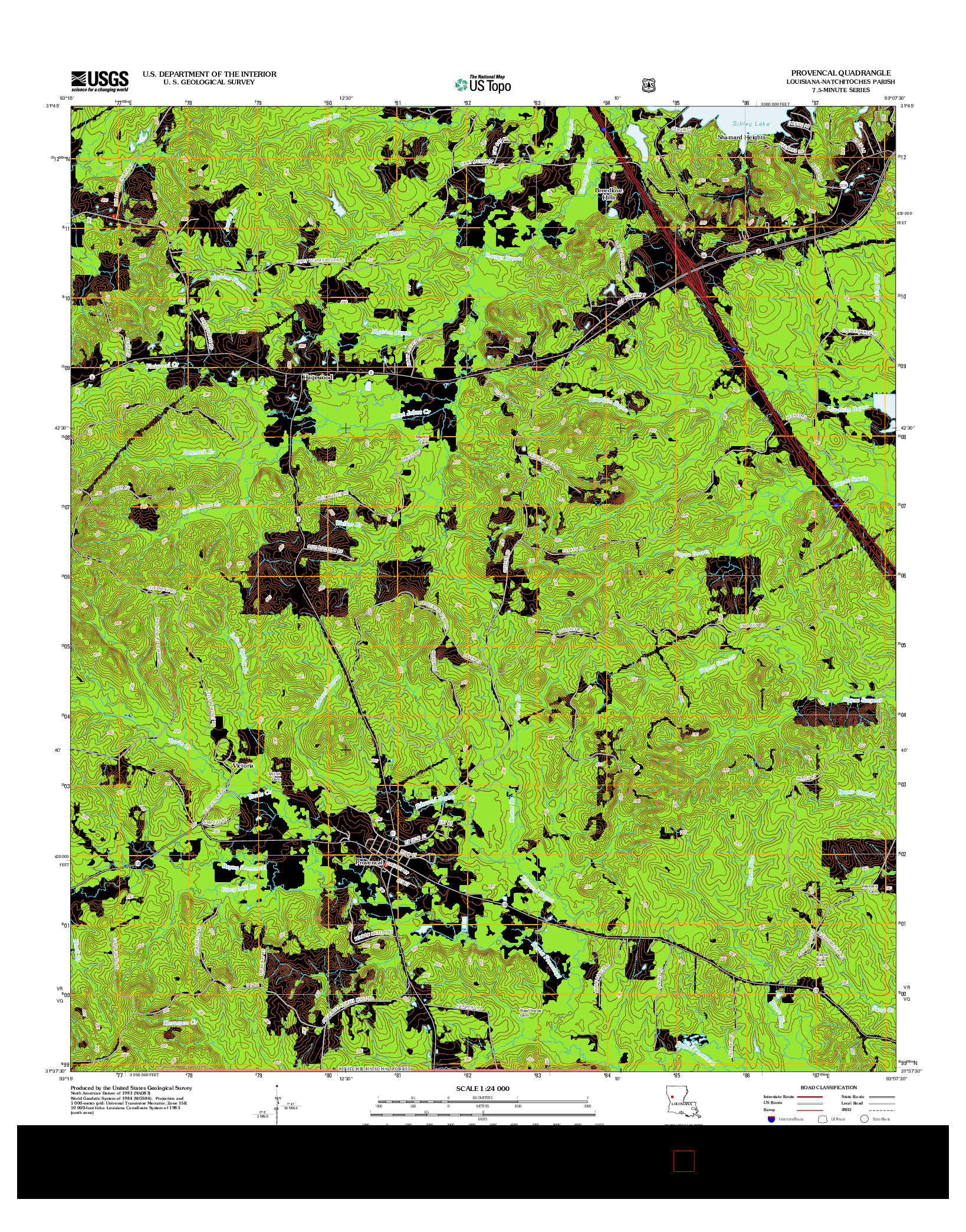 USGS US TOPO 7.5-MINUTE MAP FOR PROVENCAL, LA 2012