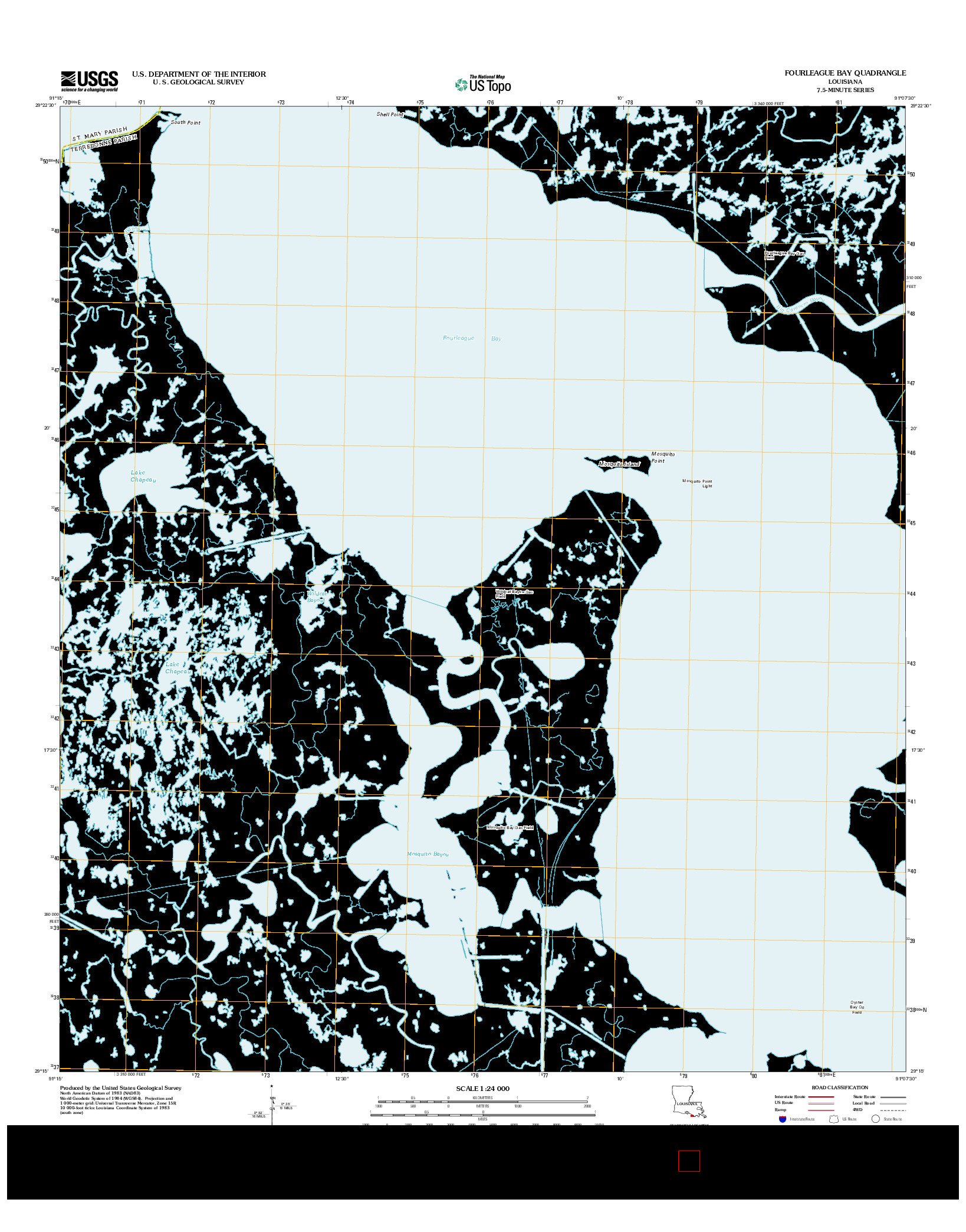 USGS US TOPO 7.5-MINUTE MAP FOR FOURLEAGUE BAY, LA 2012