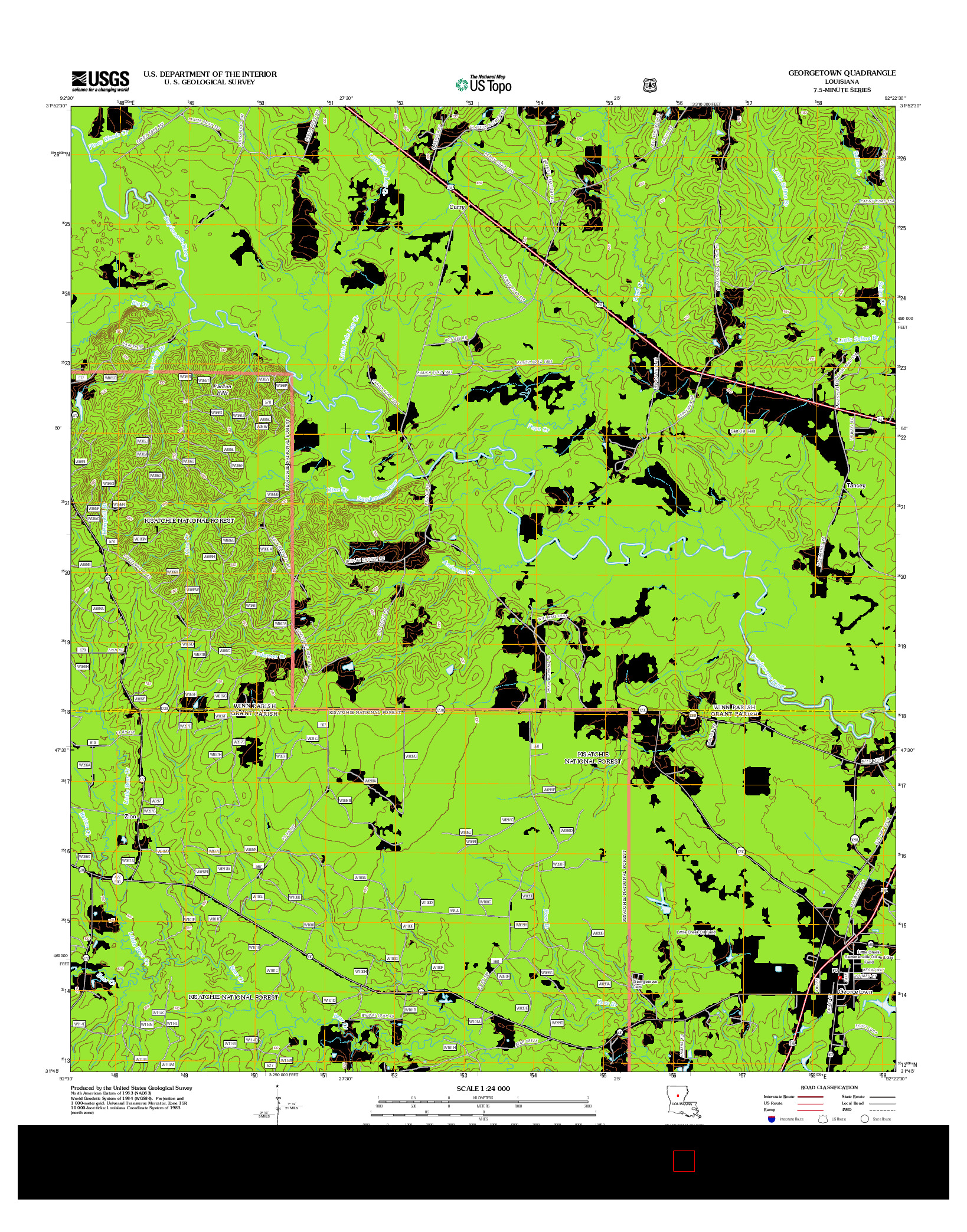 USGS US TOPO 7.5-MINUTE MAP FOR GEORGETOWN, LA 2012