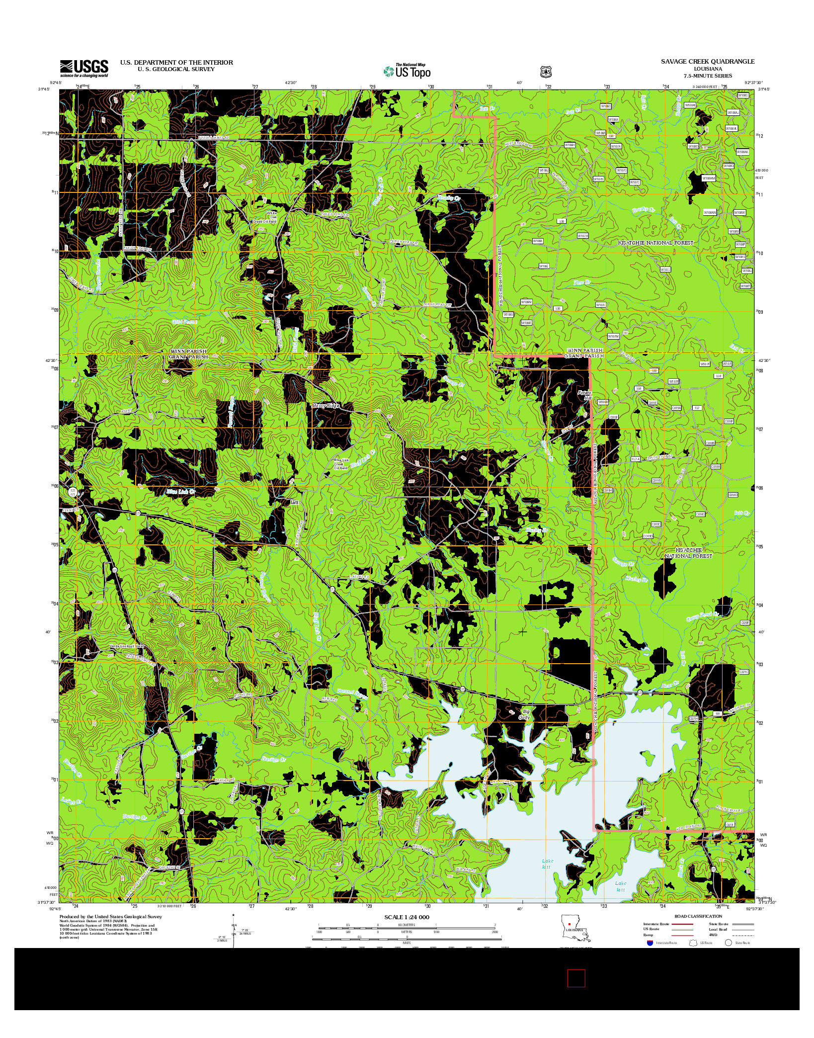 USGS US TOPO 7.5-MINUTE MAP FOR SAVAGE CREEK, LA 2012