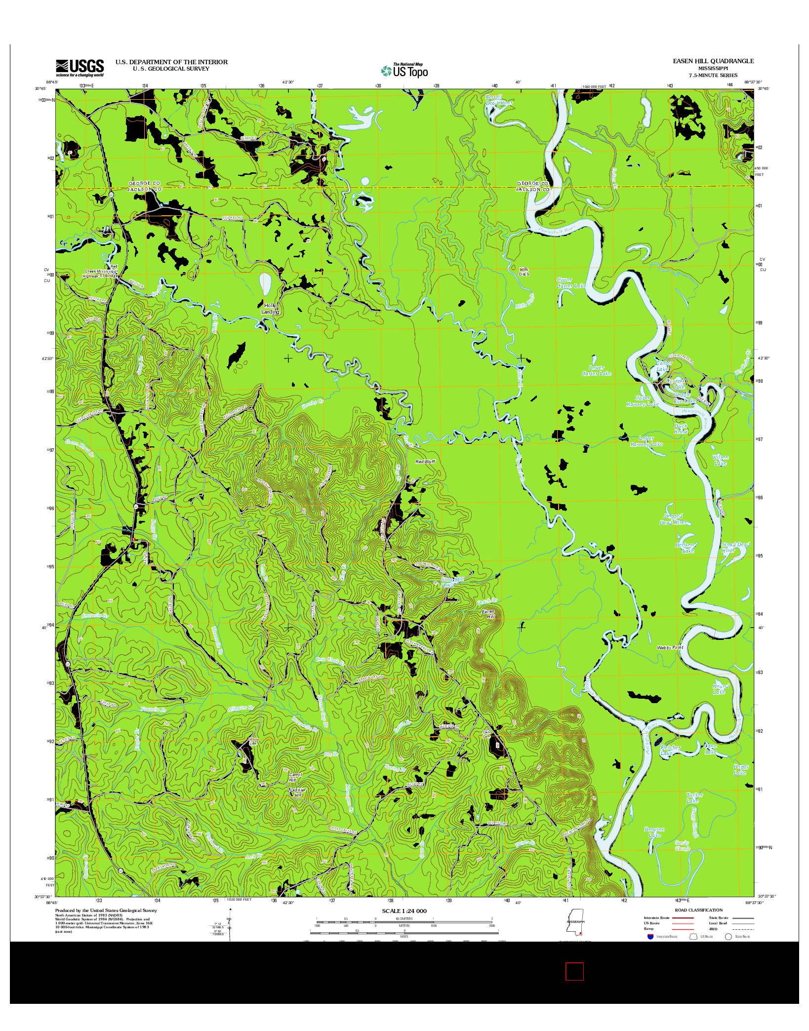 USGS US TOPO 7.5-MINUTE MAP FOR EASEN HILL, MS 2012