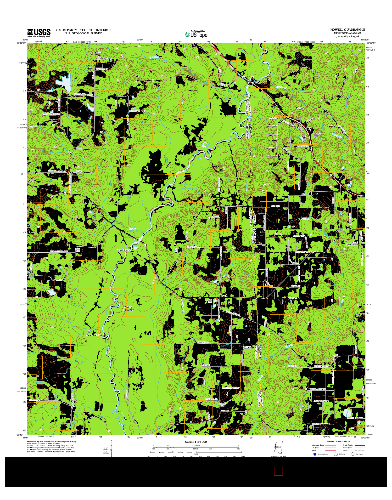 USGS US TOPO 7.5-MINUTE MAP FOR HOWELL, MS-AL 2012