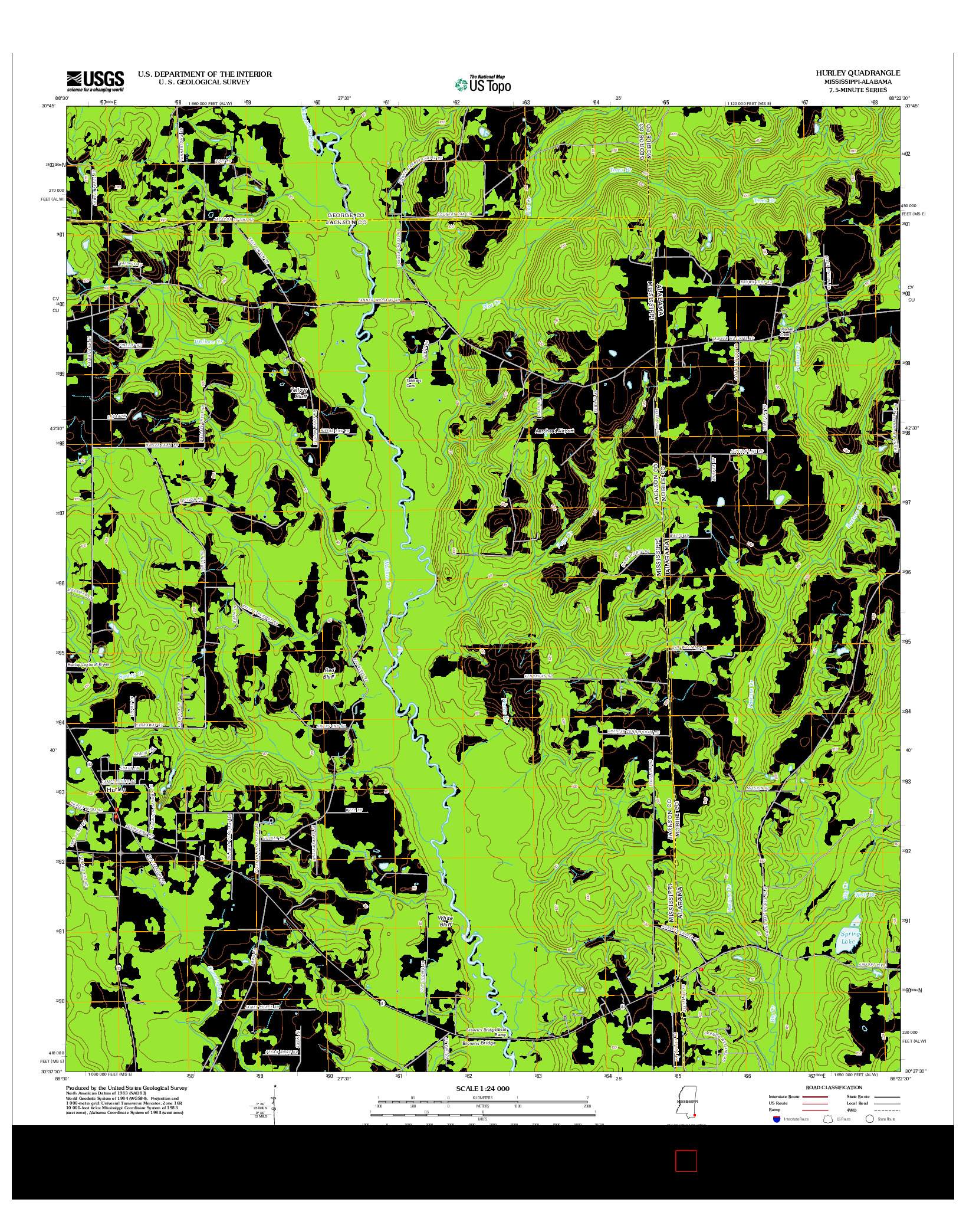 USGS US TOPO 7.5-MINUTE MAP FOR HURLEY, MS-AL 2012